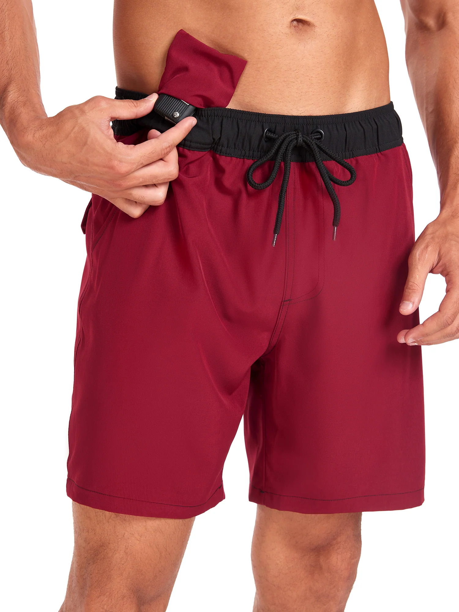 2-in-1 Einfarbige Schwimmshorts mit Kordelzug und Tasche - Image 14