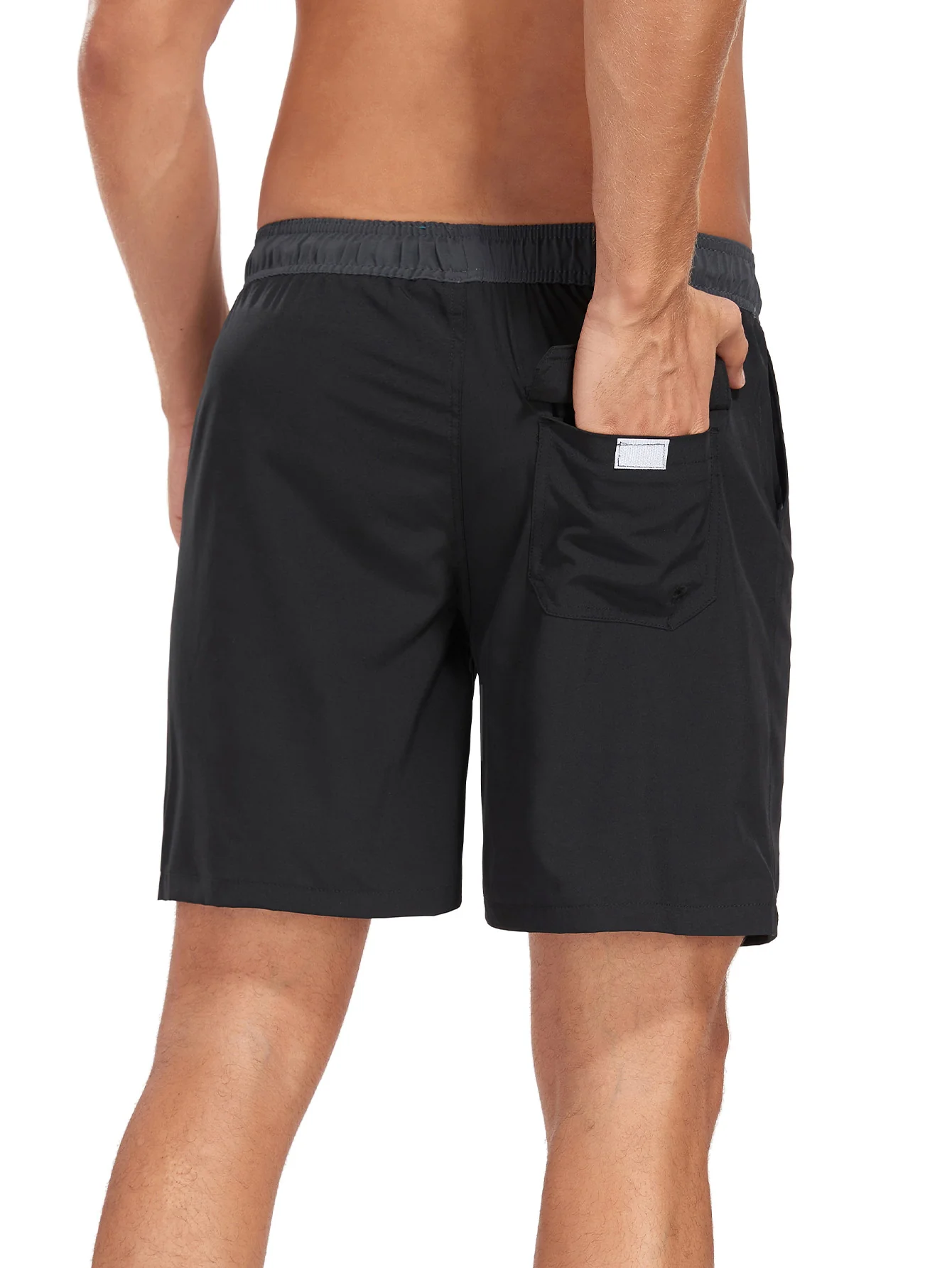 2-in-1 Einfarbige Schwimmshorts mit Kordelzug und Tasche - Image 18