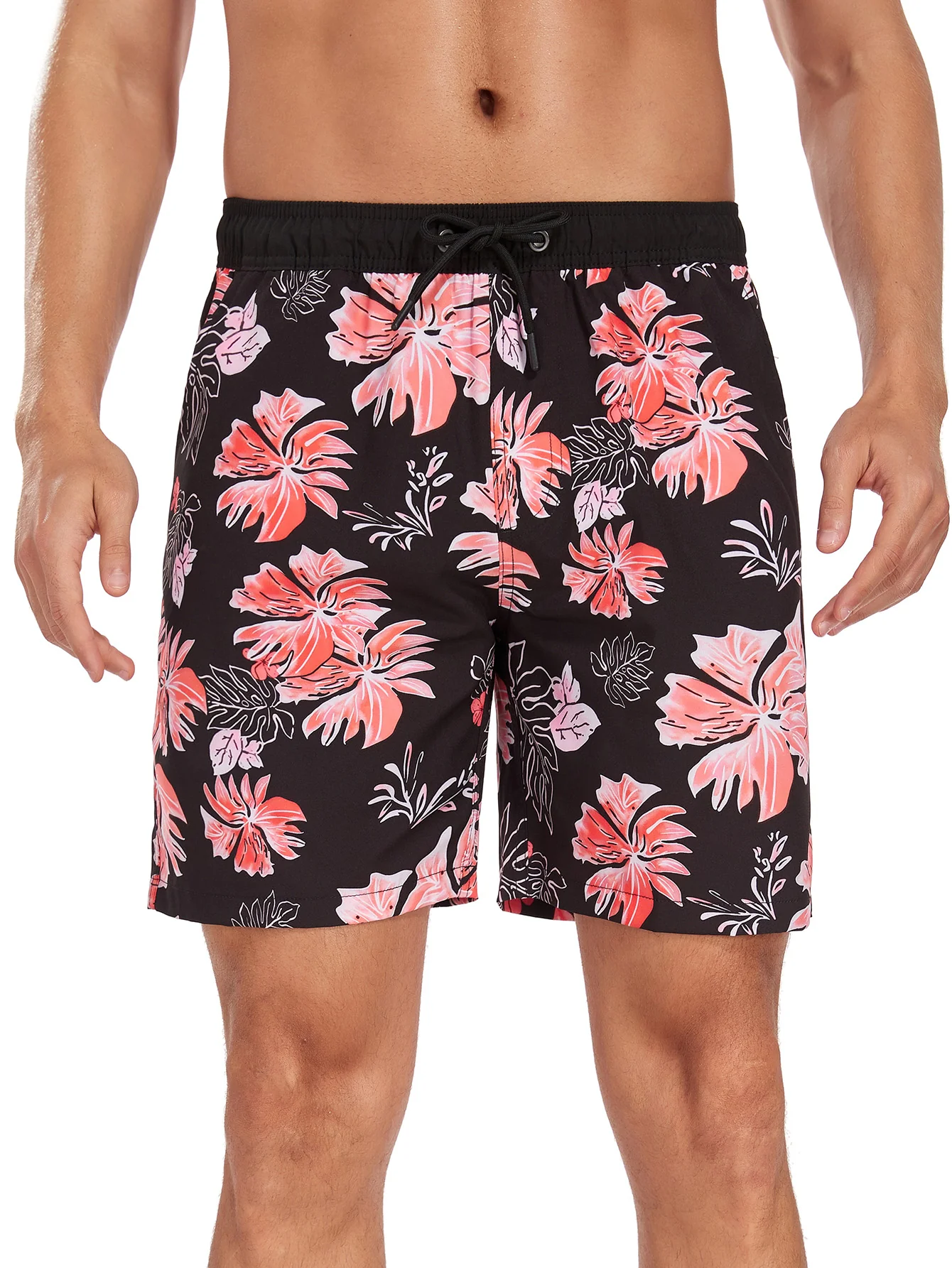 2-in-1 Tropisches Blumenmuster Taschen Kordelzug Badehose - Image 2