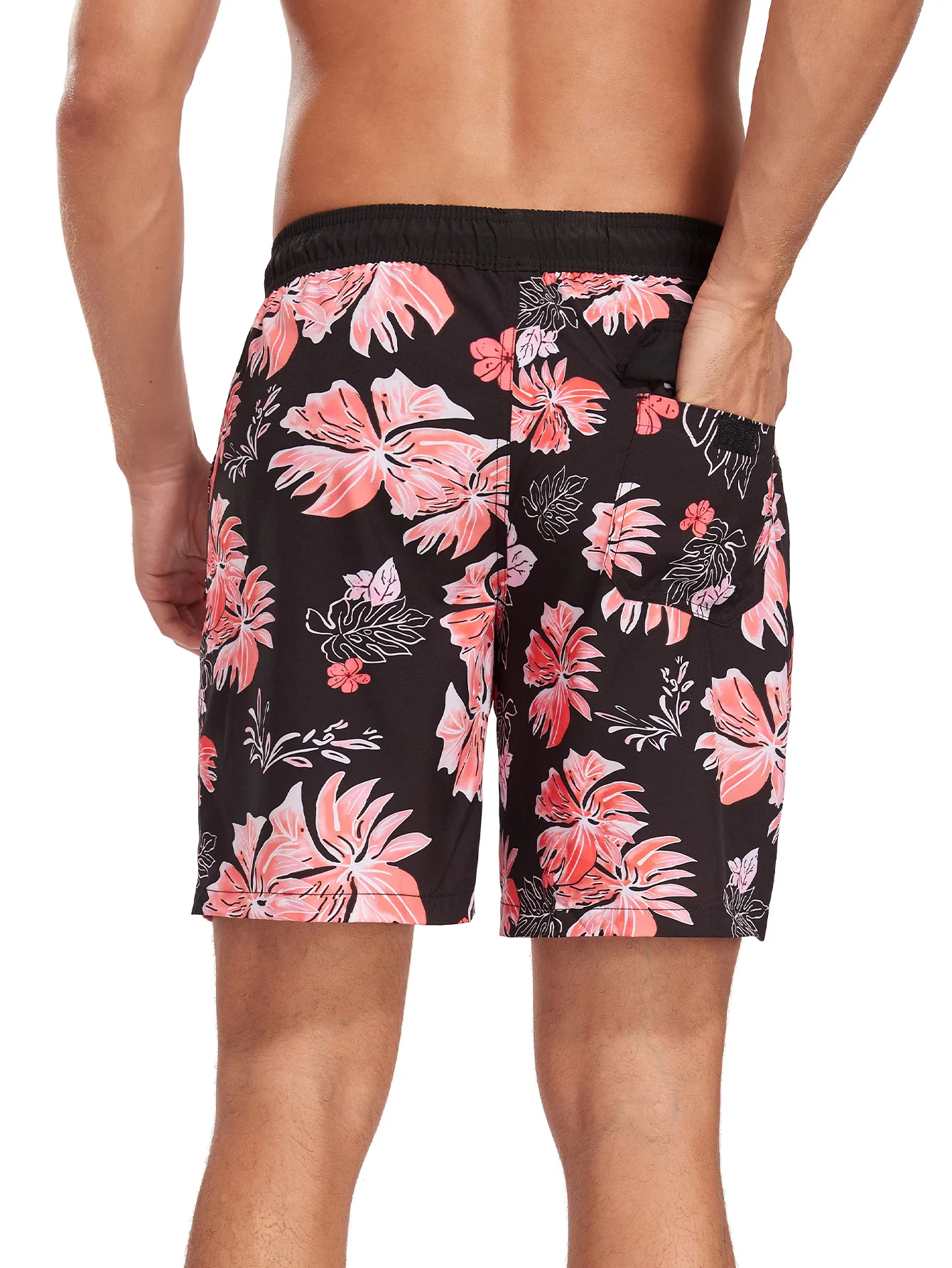 2-in-1 Tropisches Blumenmuster Taschen Kordelzug Badehose - Image 3