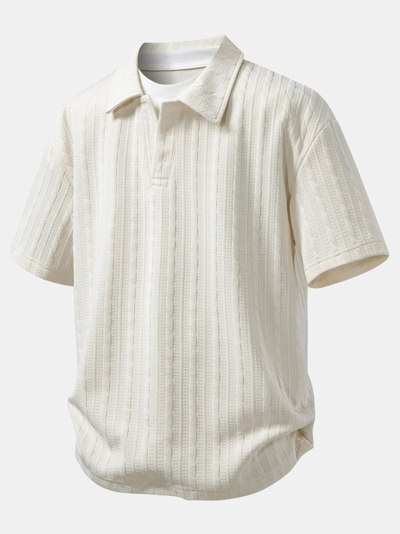 Relax Fit 2 In 1 Twist Jacquard V Neck Polo