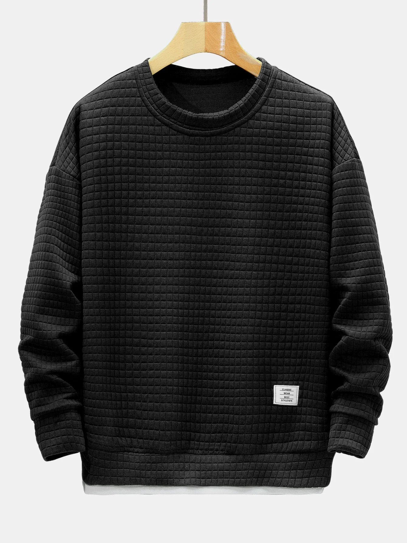Relax Fit 2 In 1 Waffel Crew Neck Sweatshirt