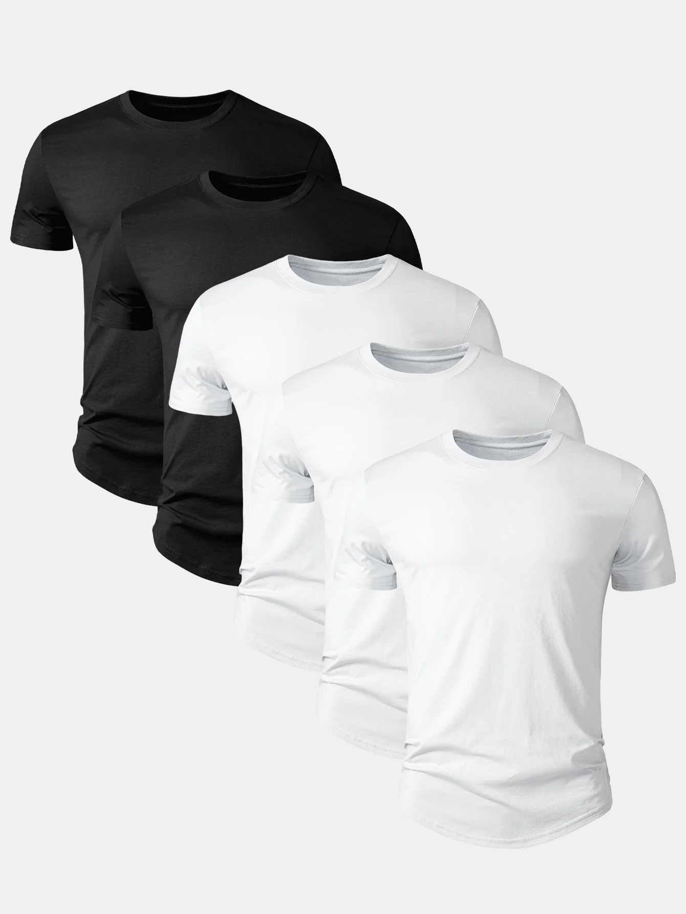5 Pieces Basic Cotton Arc Hem T-Shirts - Image 2