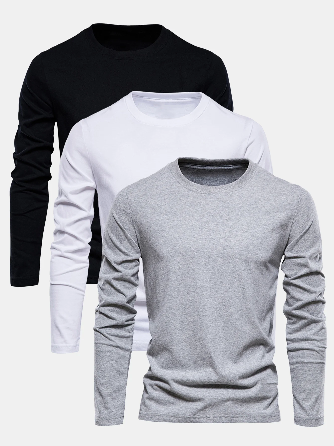3 Stücke Basic Langarm Baumwolle T-Shirts - Image 11