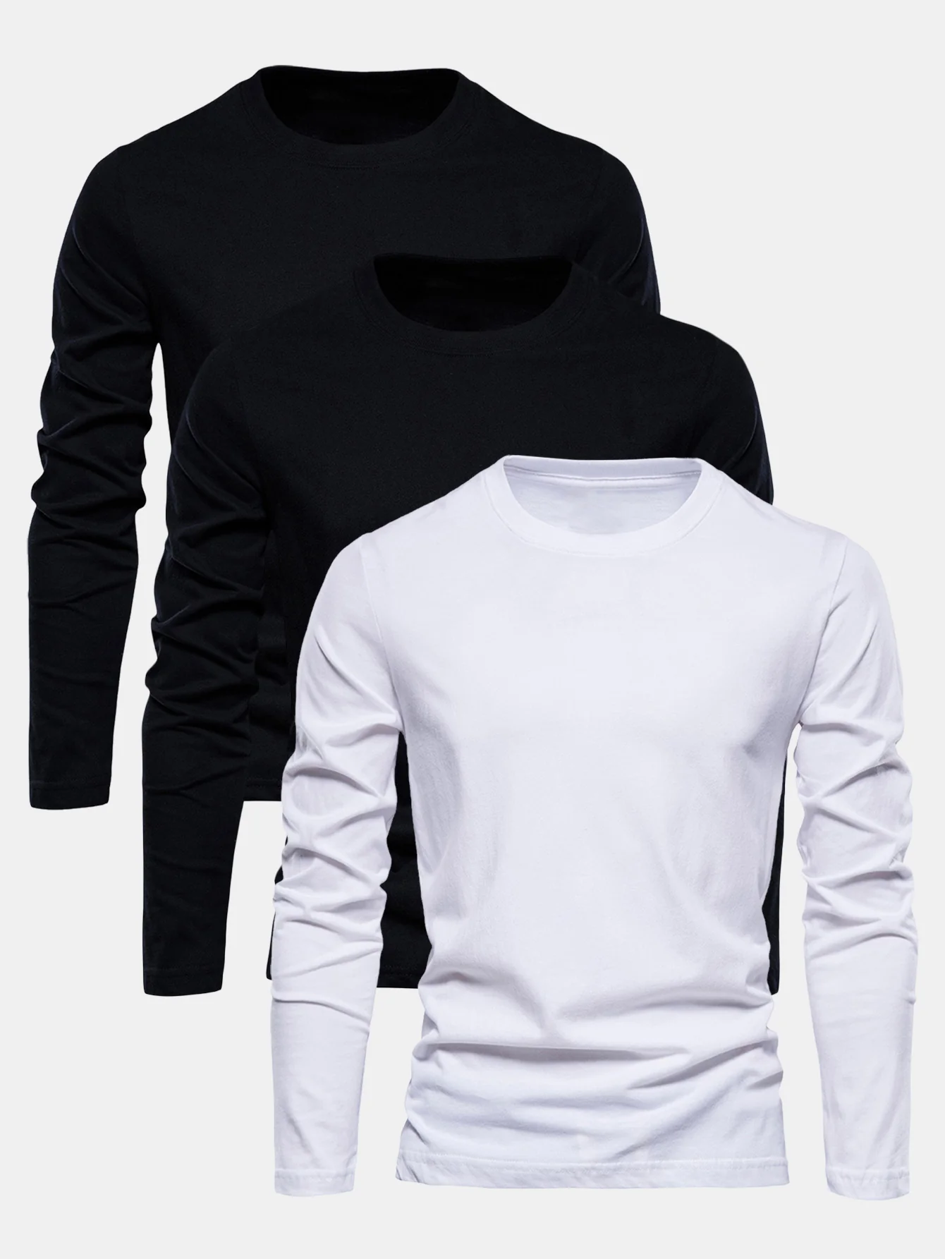 3 Stücke Basic Langarm Baumwolle T-Shirts - Image 2