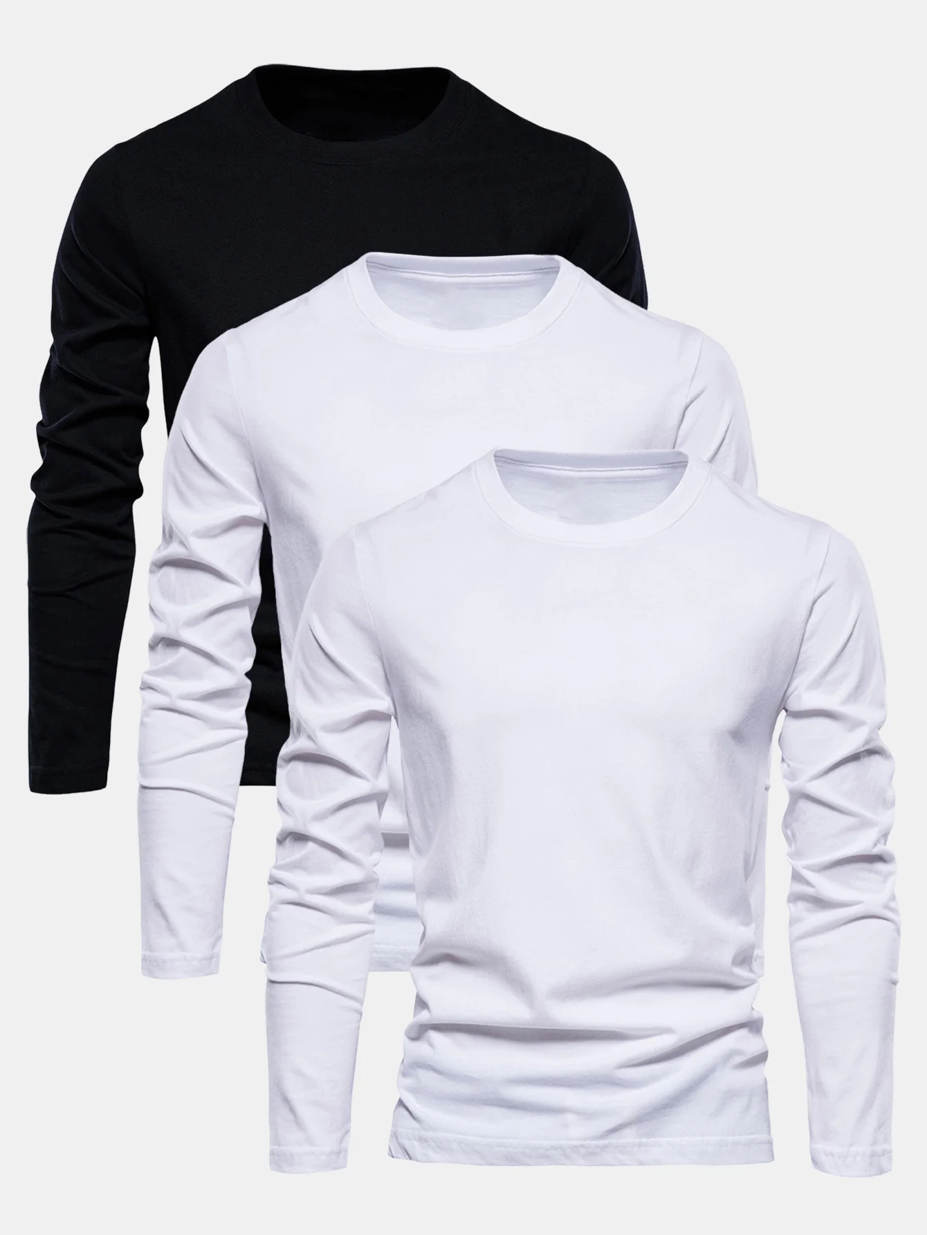 3 Stücke Basic Langarm Baumwolle T-Shirts - Image 3