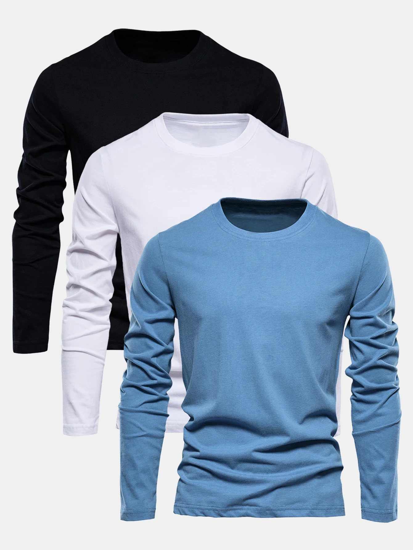 3 Stücke Basic Langarm Baumwolle T-Shirts - Image 4