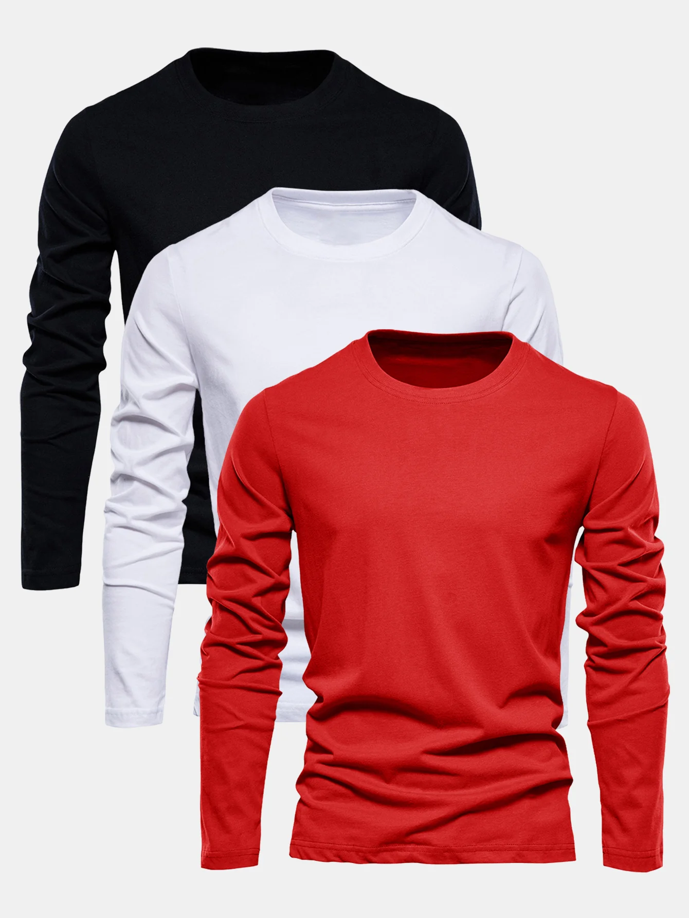 3 Stücke Basic Langarm Baumwolle T-Shirts - Image 5