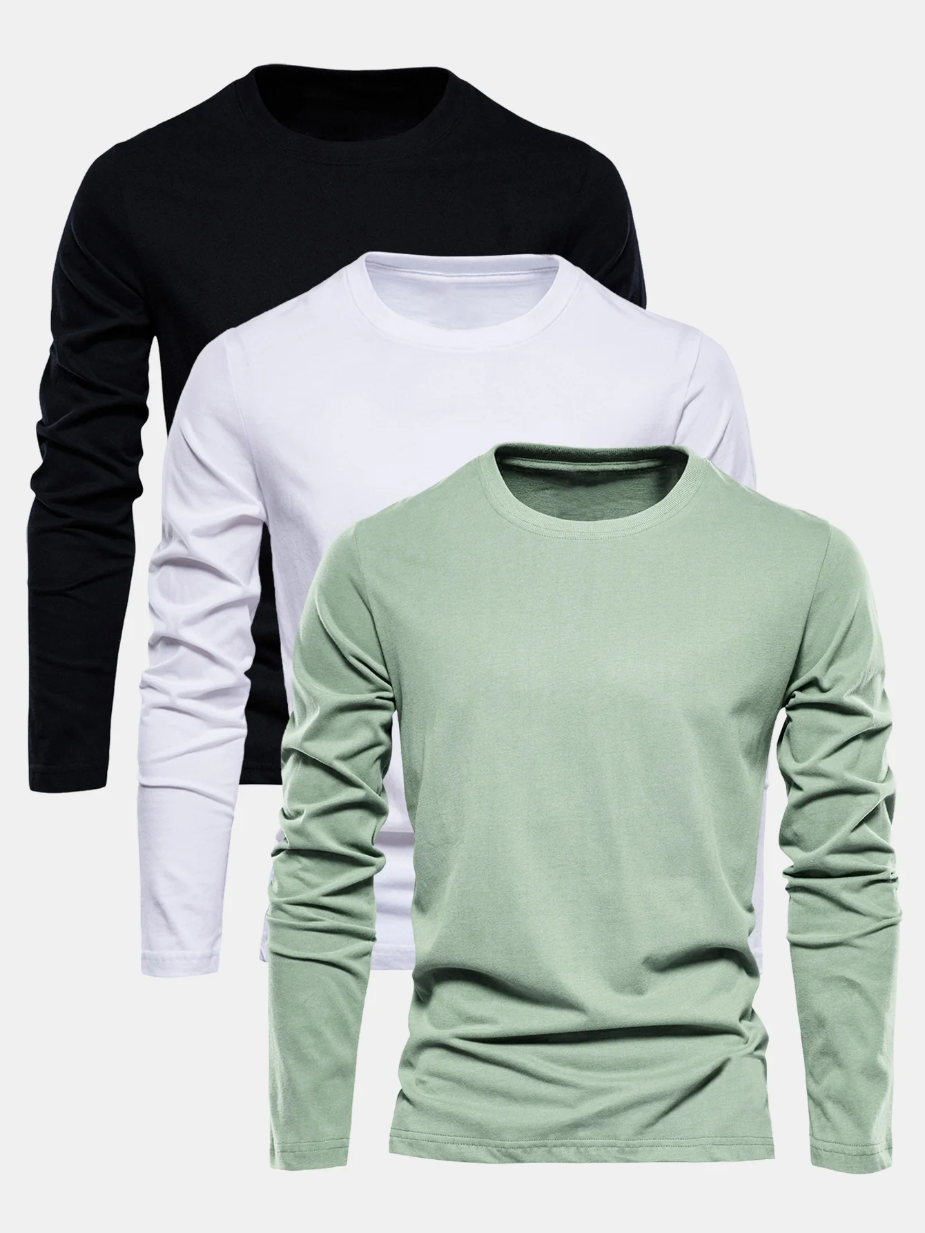 3 Stücke Basic Langarm Baumwolle T-Shirts - Image 6