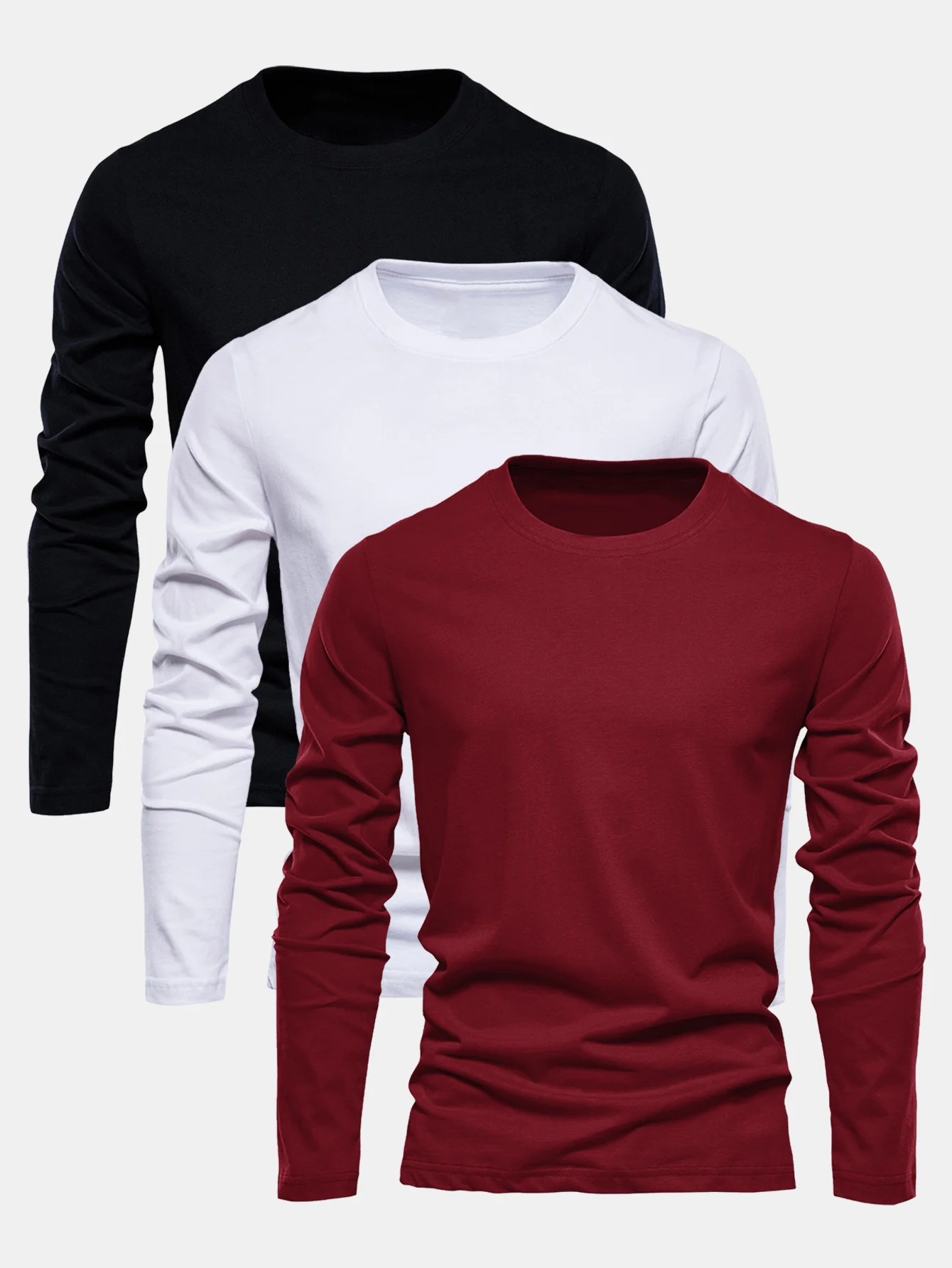 3 Stücke Basic Langarm Baumwolle T-Shirts - Image 8