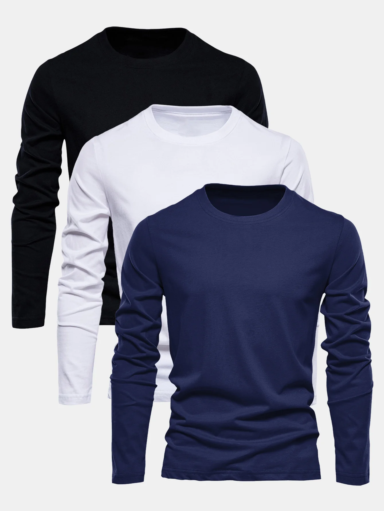 3 Stücke Basic Langarm Baumwolle T-Shirts - Image 9