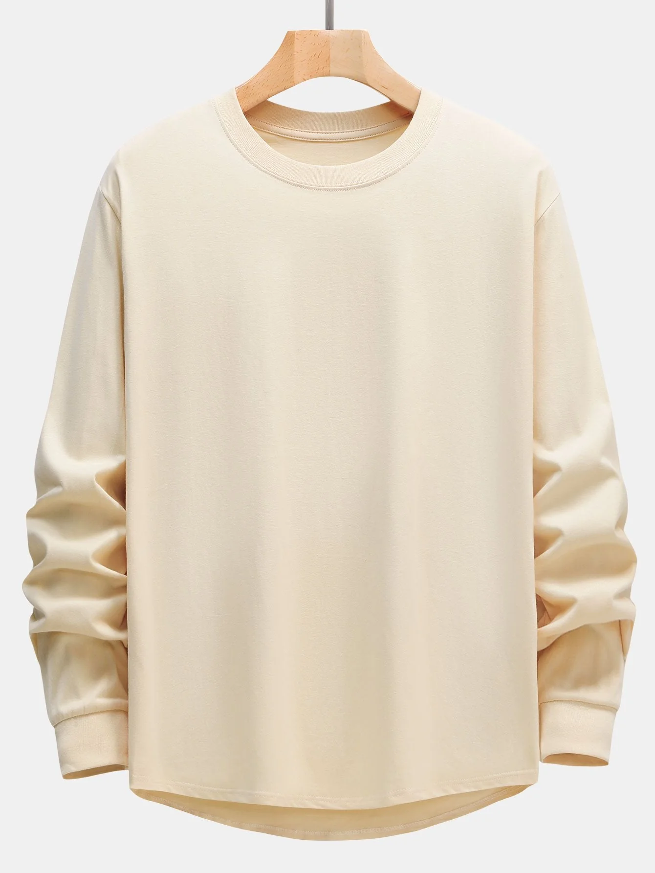 3 Stück Basic Langarm Schwergewicht Arc Hem T-Shirts - Image 11