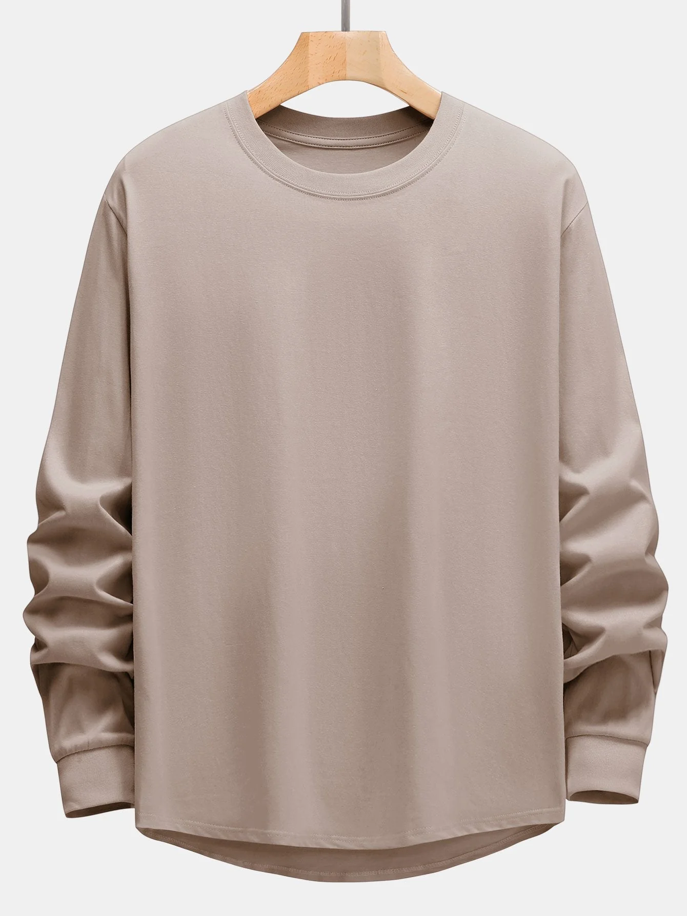 3 Stück Basic Langarm Schwergewicht Arc Hem T-Shirts - Image 13