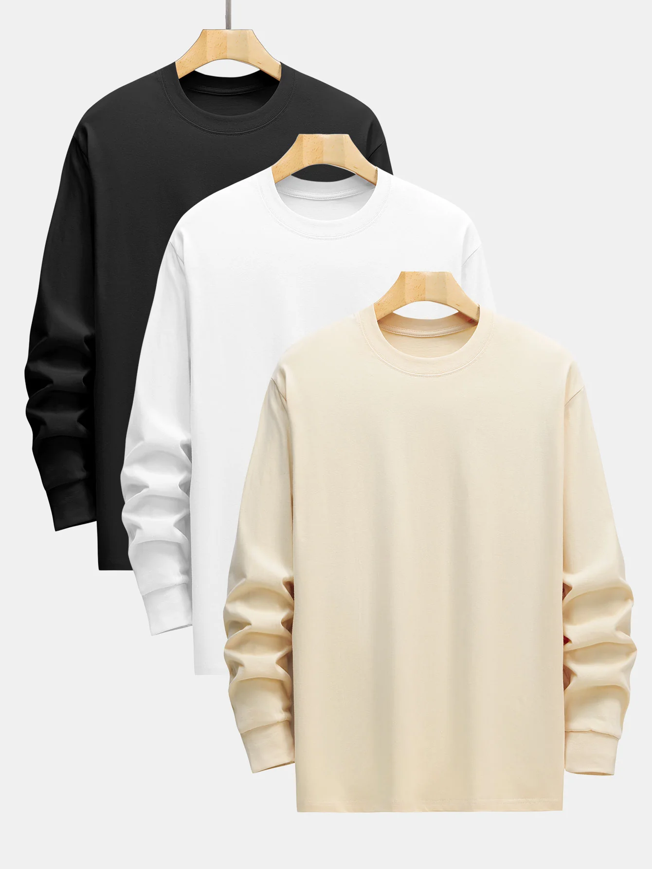 3 Stück Basic Langarm Schwergewicht T-Shirts - Image 2
