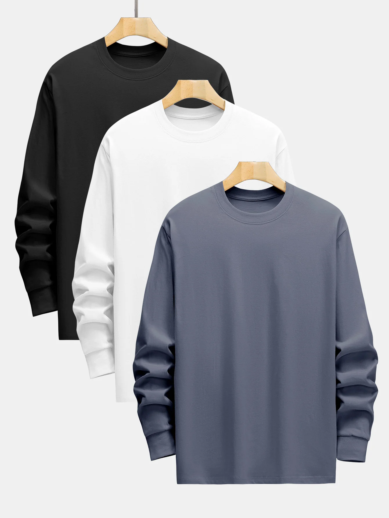 3 Stück Basic Langarm Schwergewicht T-Shirts - Image 3