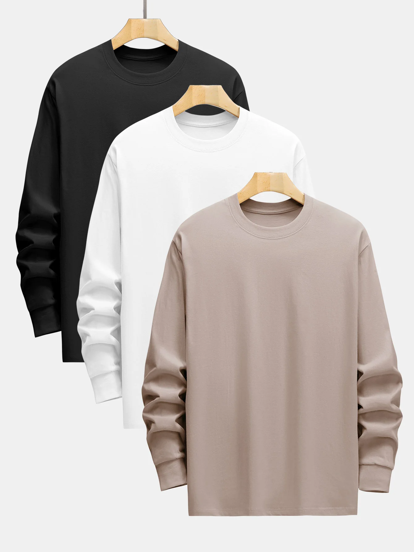 3 Stück Basic Langarm Schwergewicht T-Shirts - Image 4