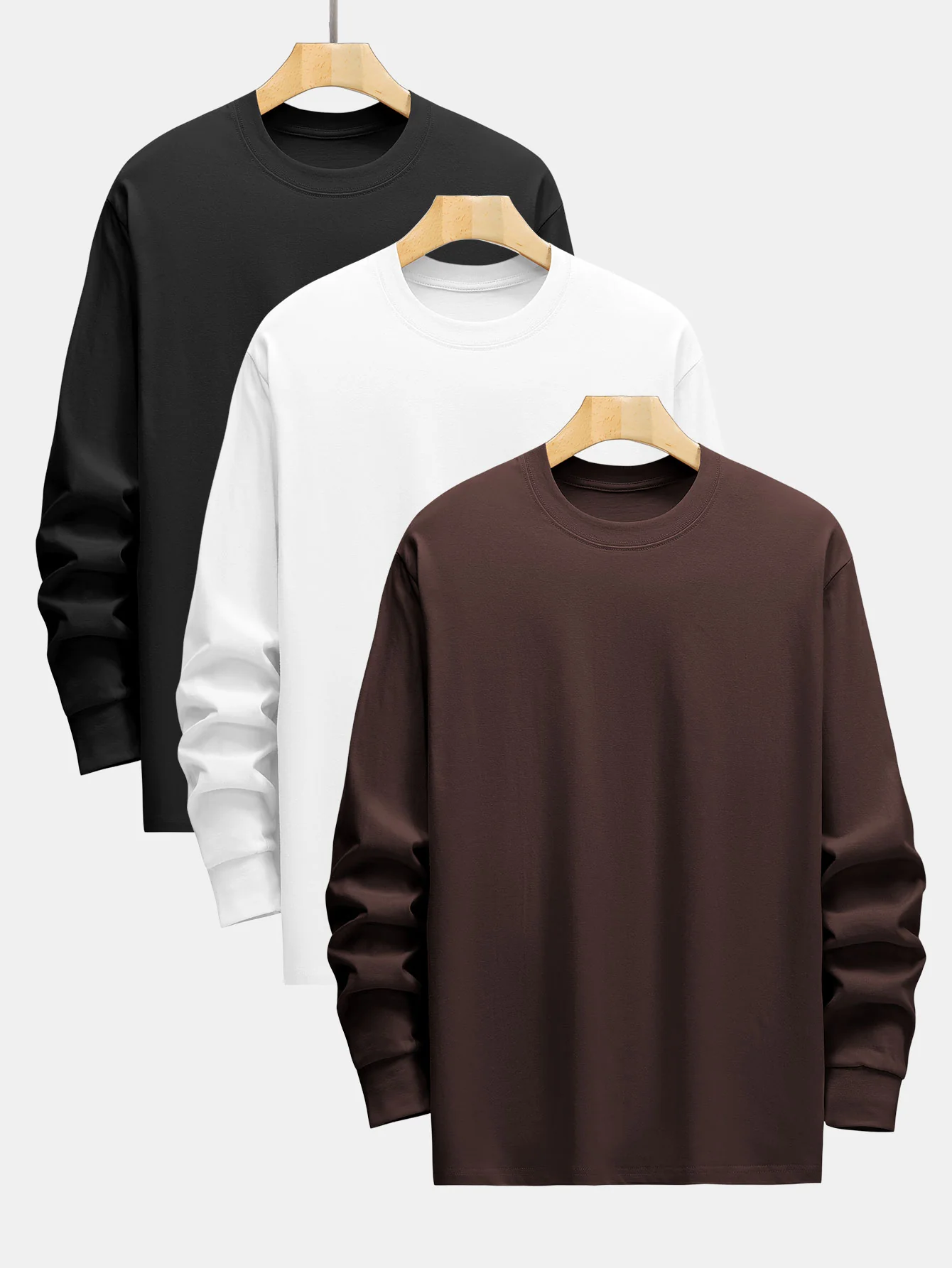 3 Stück Basic Langarm Schwergewicht T-Shirts - Image 5