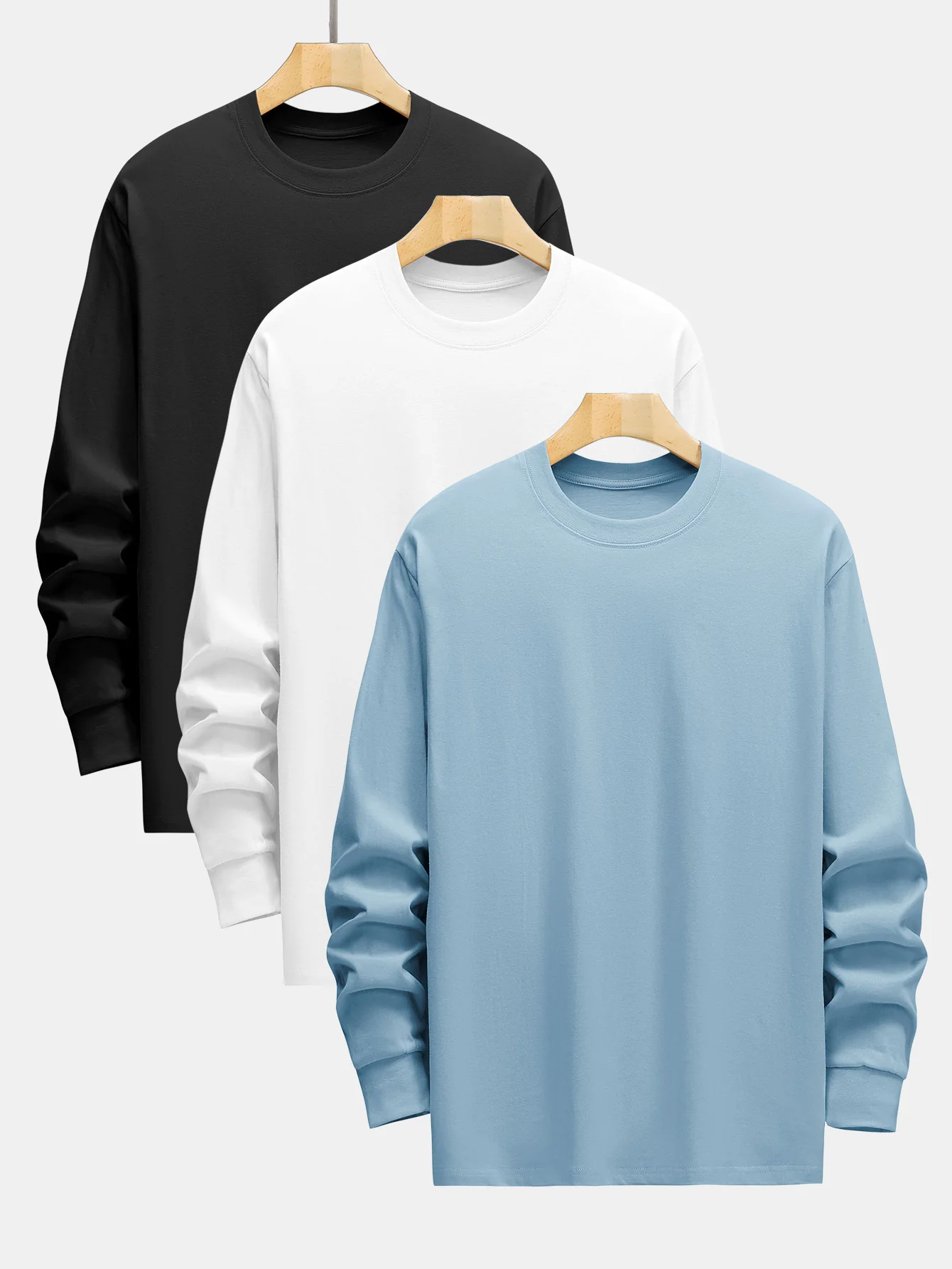 3 Stück Basic Langarm Schwergewicht T-Shirts - Image 6