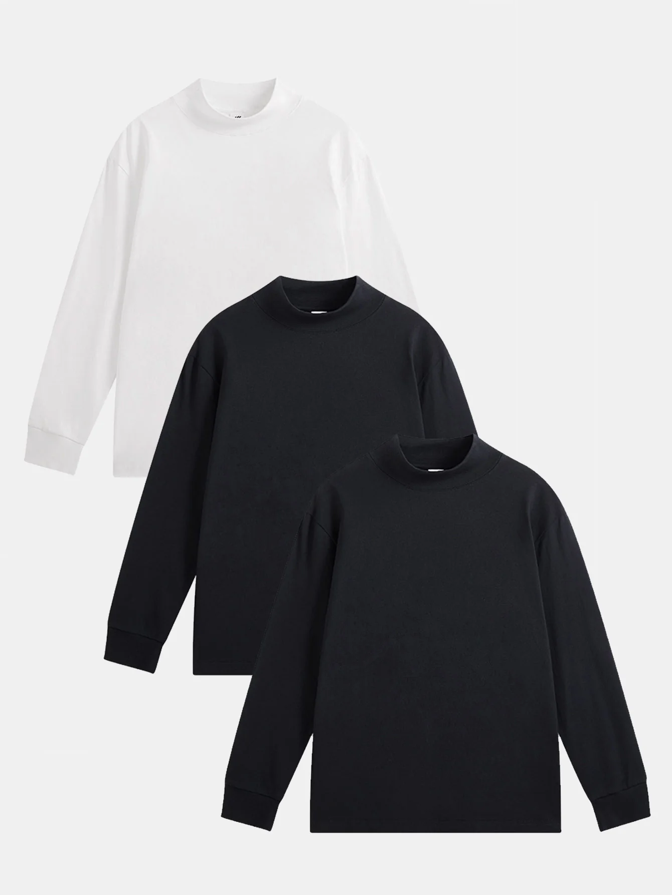 3 Stück Basic Langarm-Mock-Neck T-Shirt - Image 3