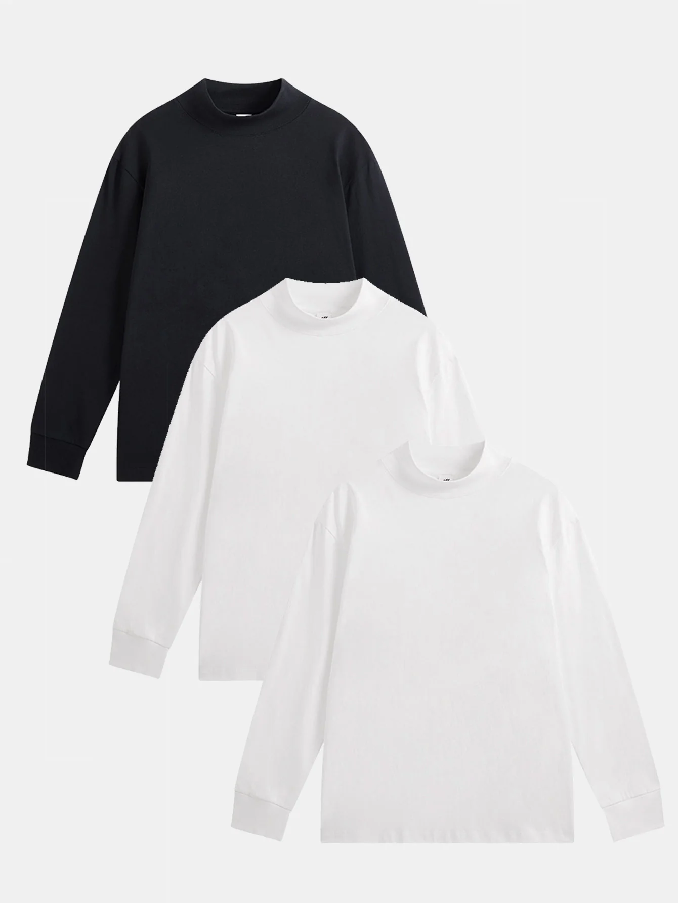 3 Stück Basic Langarm-Mock-Neck T-Shirt - Image 4