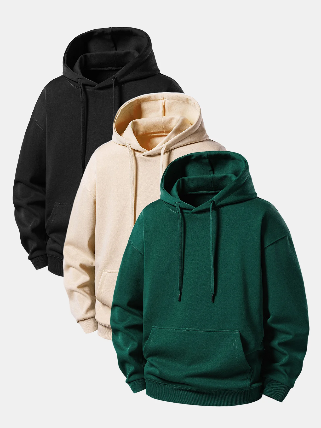 3 Pieces Basic Relax Fit Hoodie - Image 2