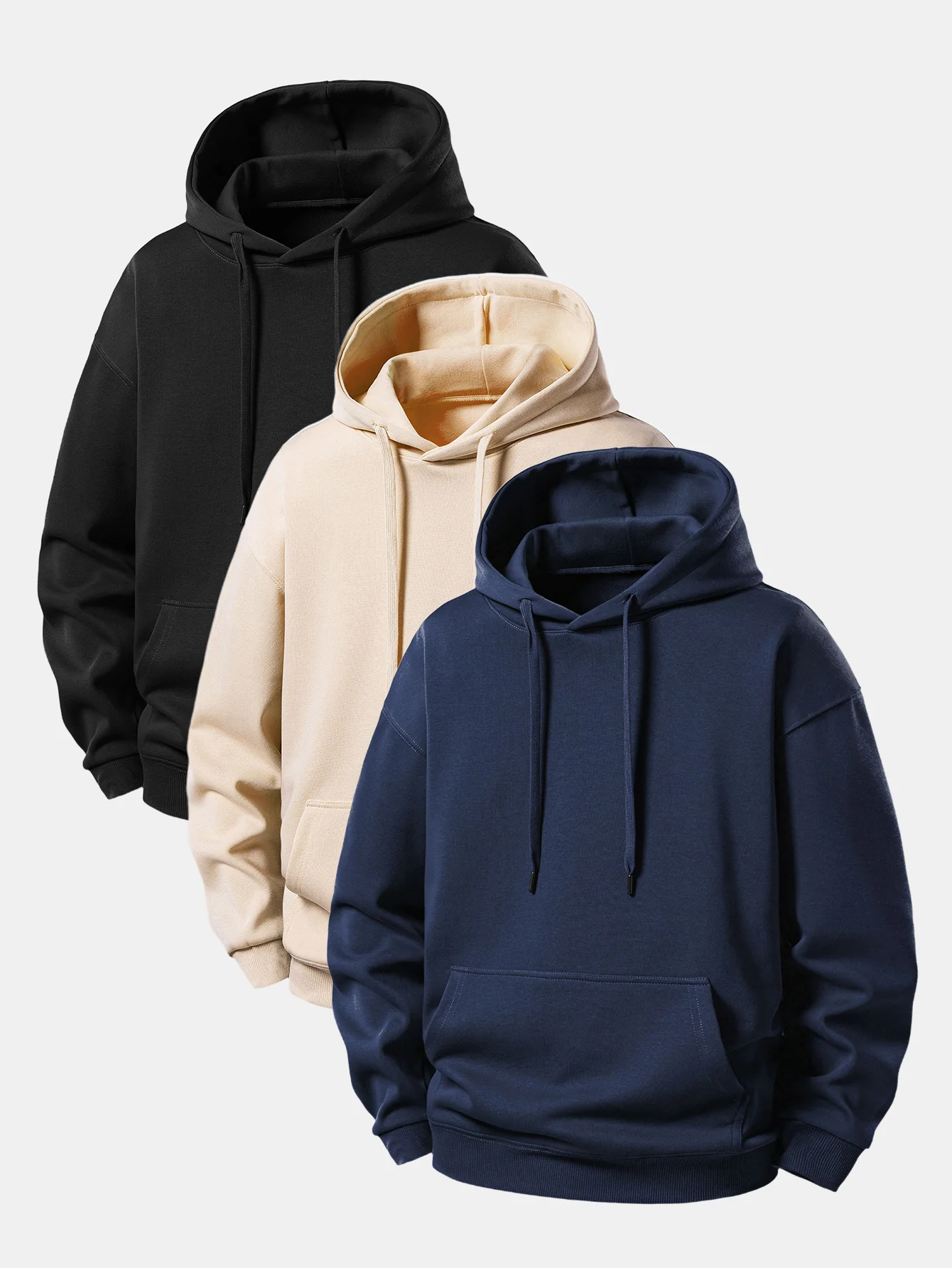 3 Pieces Basic Relax Fit Hoodie - Image 3
