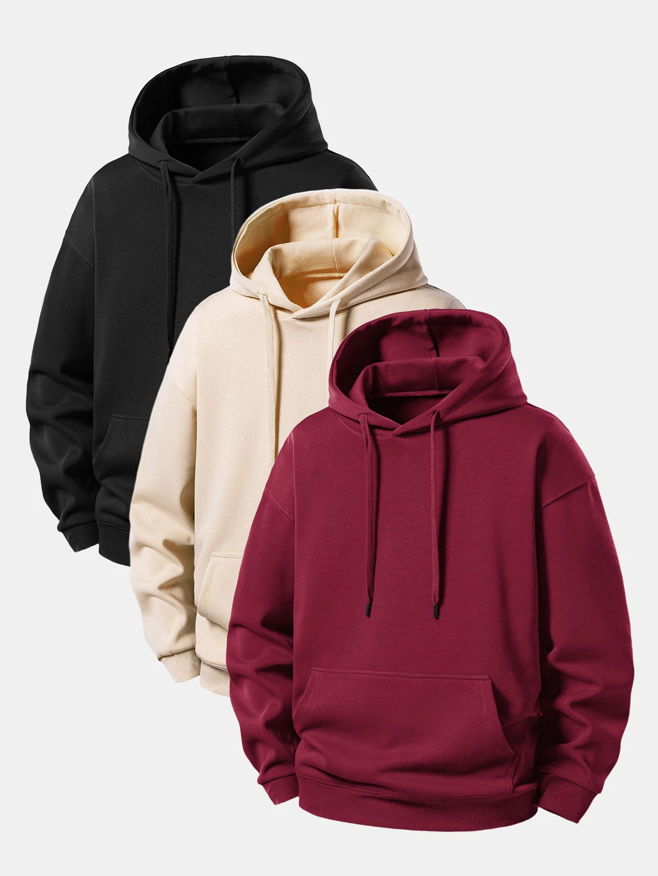 3 Pieces Basic Relax Fit Hoodie - Image 8