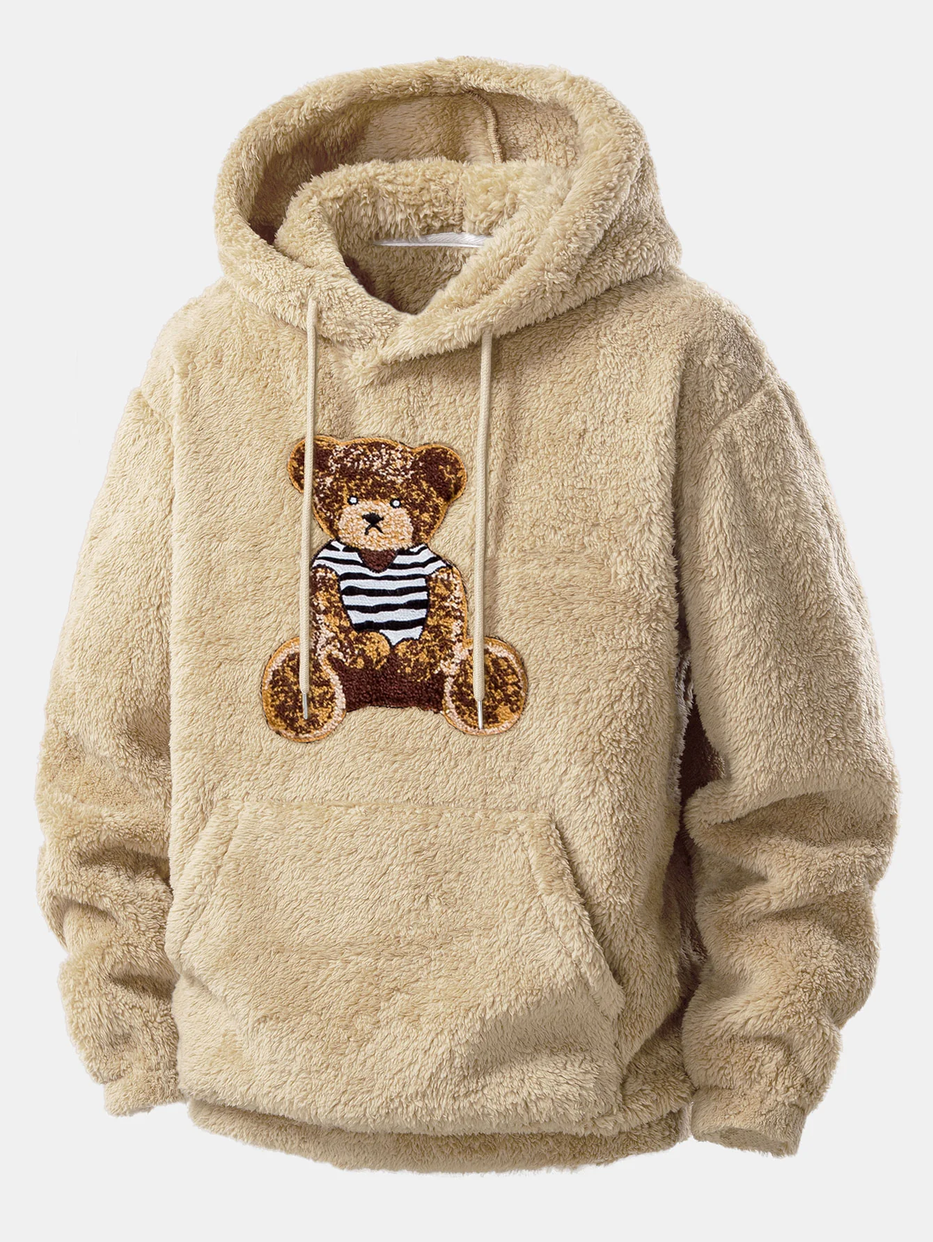 Bear Embroidered Patch Teddy Hoodie & Teddy Jogger Pants - Image 5