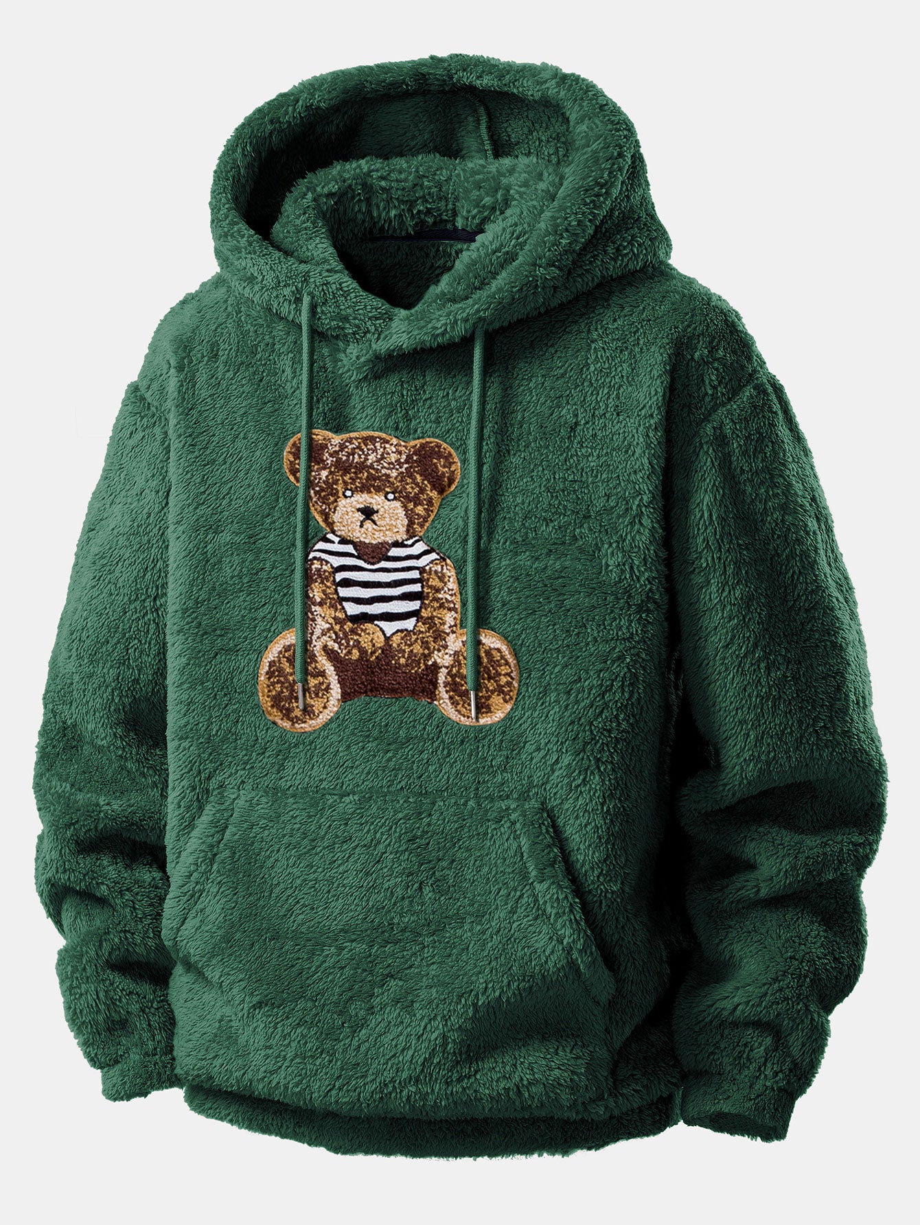 Bear Embroidered Patch Teddy Hoodie & Teddy Jogger Pants - Image 6