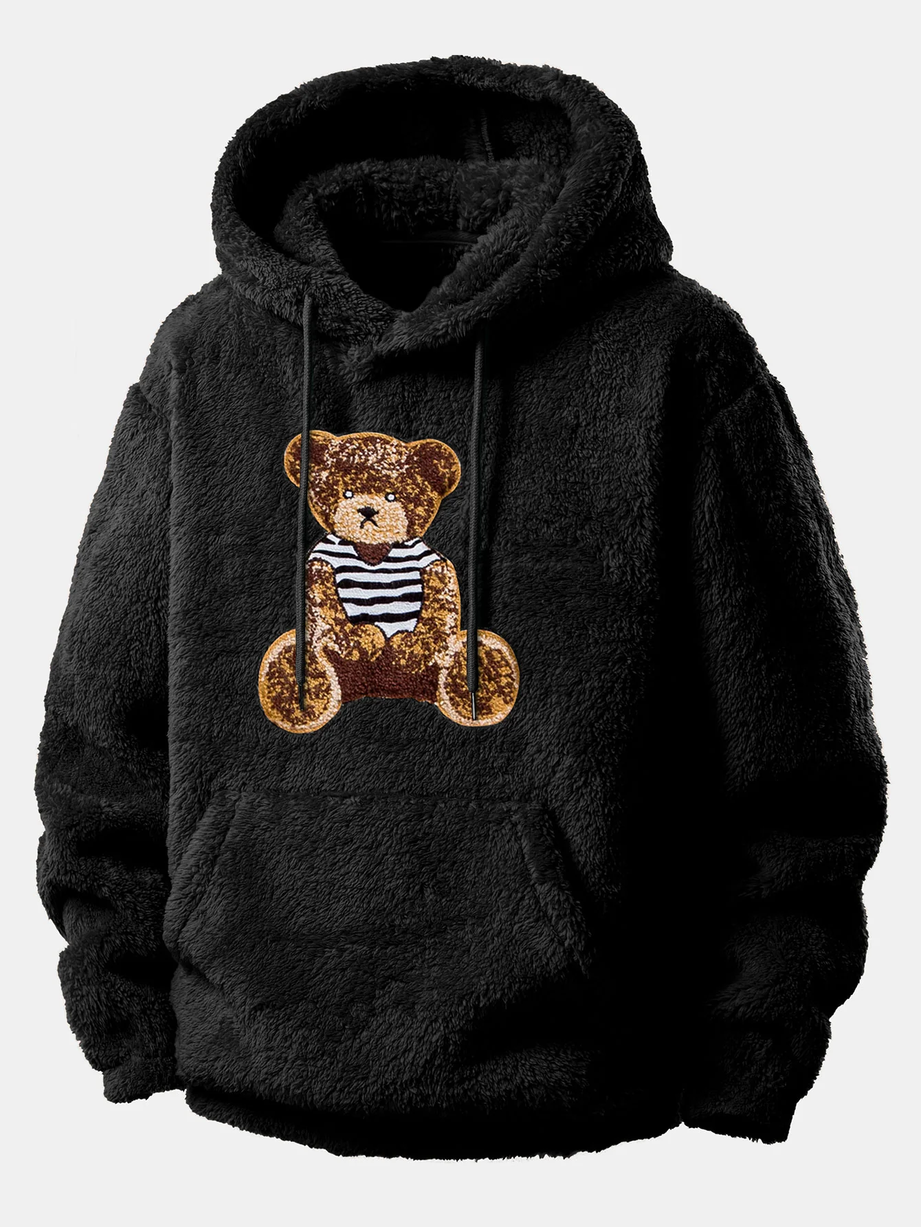 Bear Embroidered Patch Teddy Hoodie & Teddy Jogger Pants - Image 7