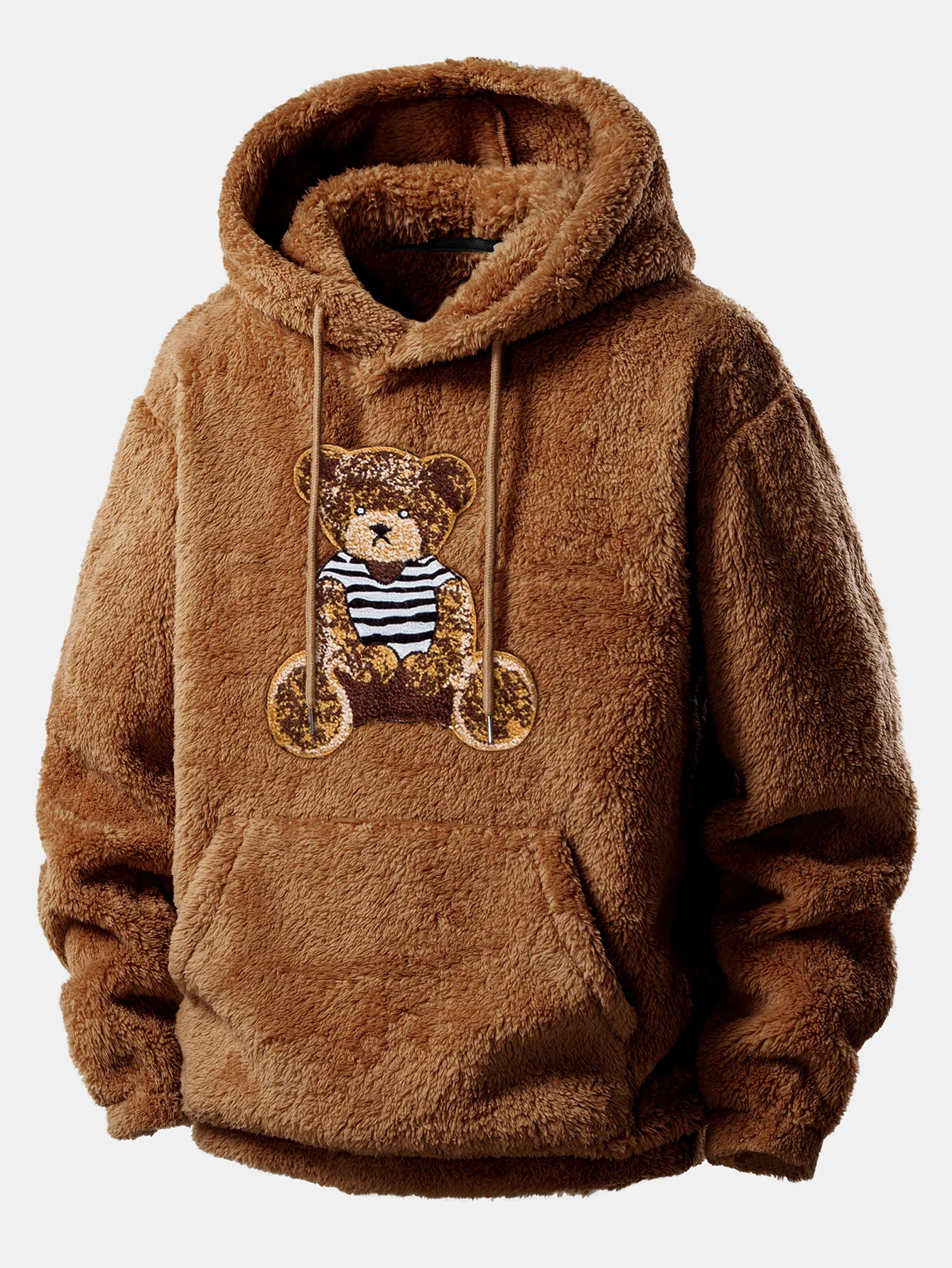 Bear Embroidered Patch Teddy Hoodie & Teddy Jogger Pants - Image 8