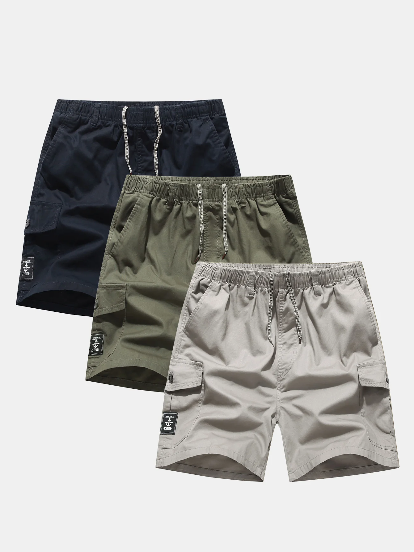 3 Pieces Chino Drawstring Cargo Shorts - Image 2
