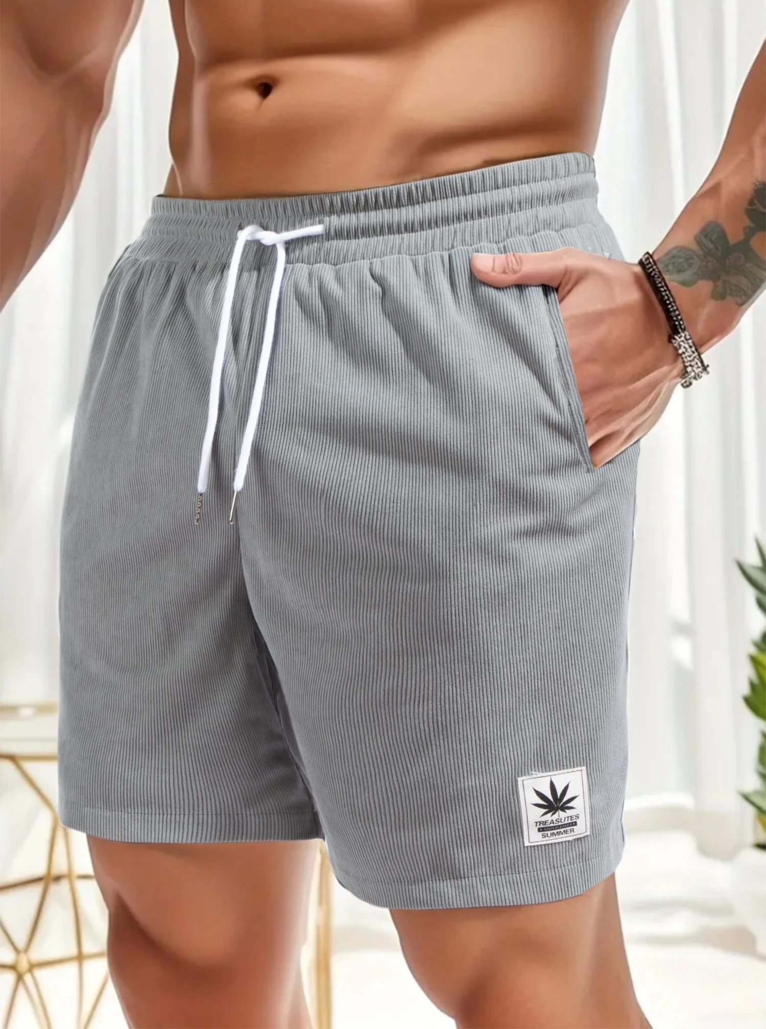 3-teiliges Corduroy Drawstring Shorts Set - Image 6