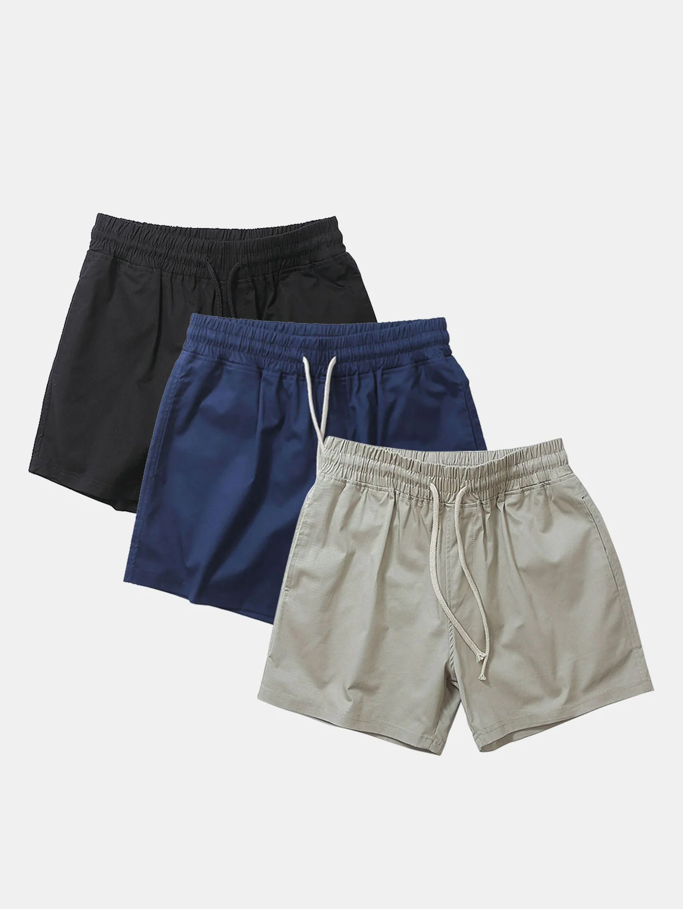 3 Stück Baumwolle 3" Kordelzug Shorts