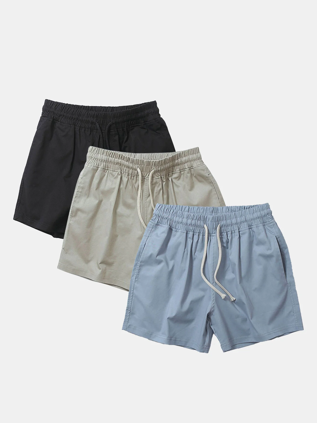 3 Stück Baumwolle 3" Kordelzug Shorts - Image 2