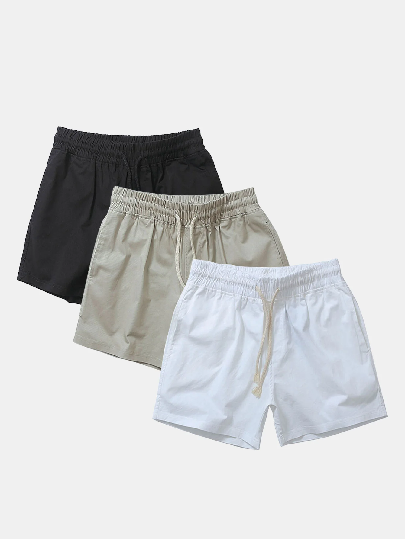 3 Stück Baumwolle 3" Kordelzug Shorts - Image 3