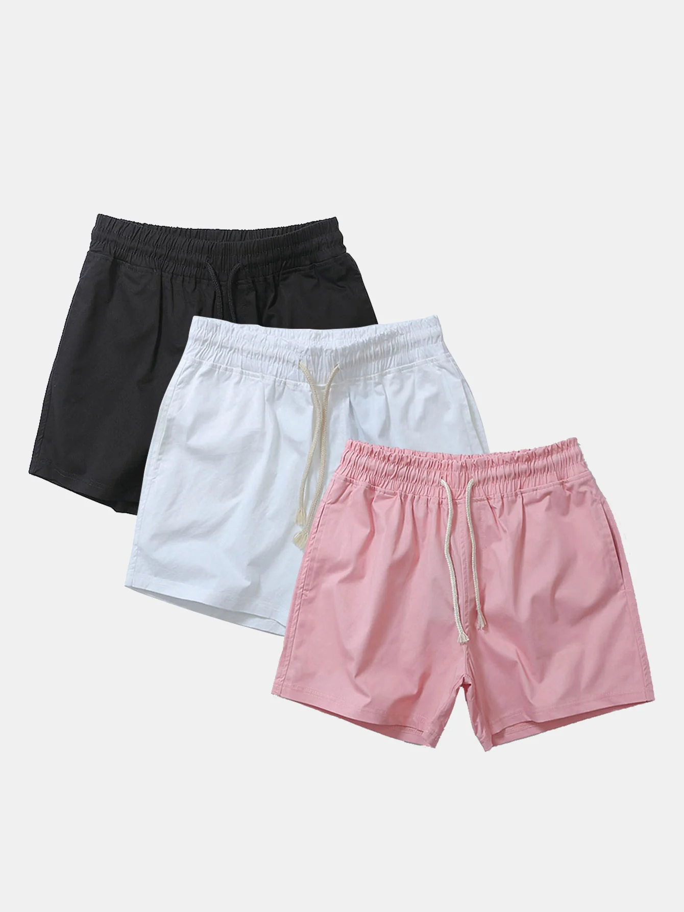 3 Stück Baumwolle 3" Kordelzug Shorts - Image 4
