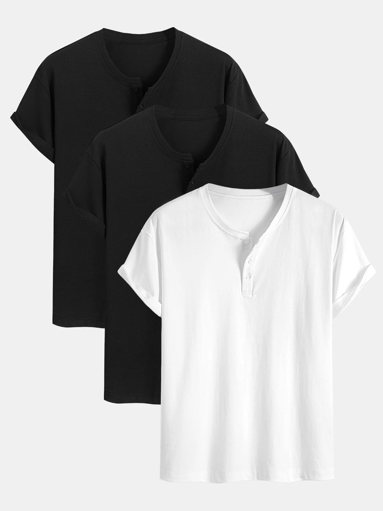 3 Stück Baumwolle Henley T-Shirts - Image 4