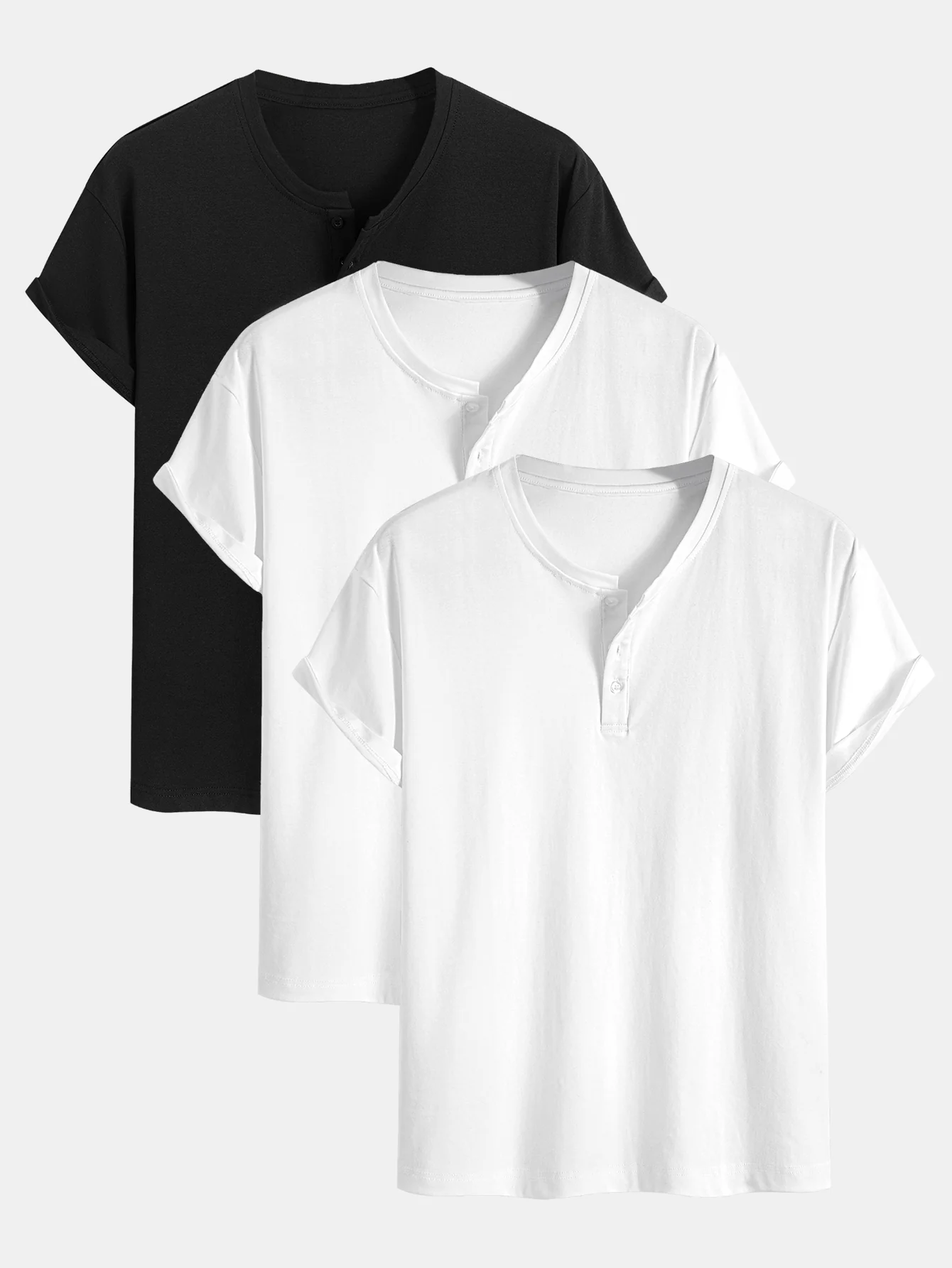 3 Stück Baumwolle Henley T-Shirts - Image 5