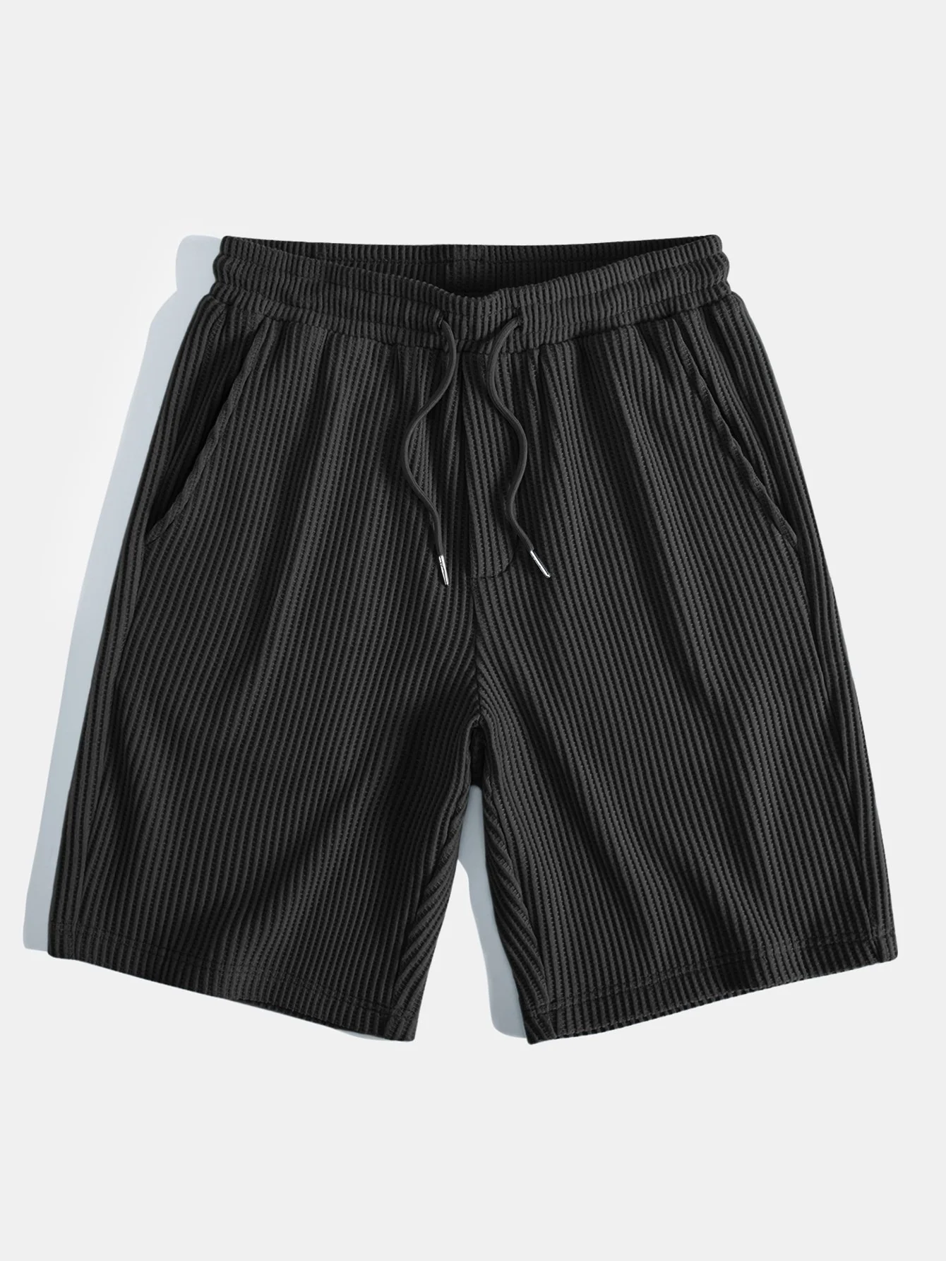 3-teiliges Kordelzug Strick Waffel Shorts - Image 10