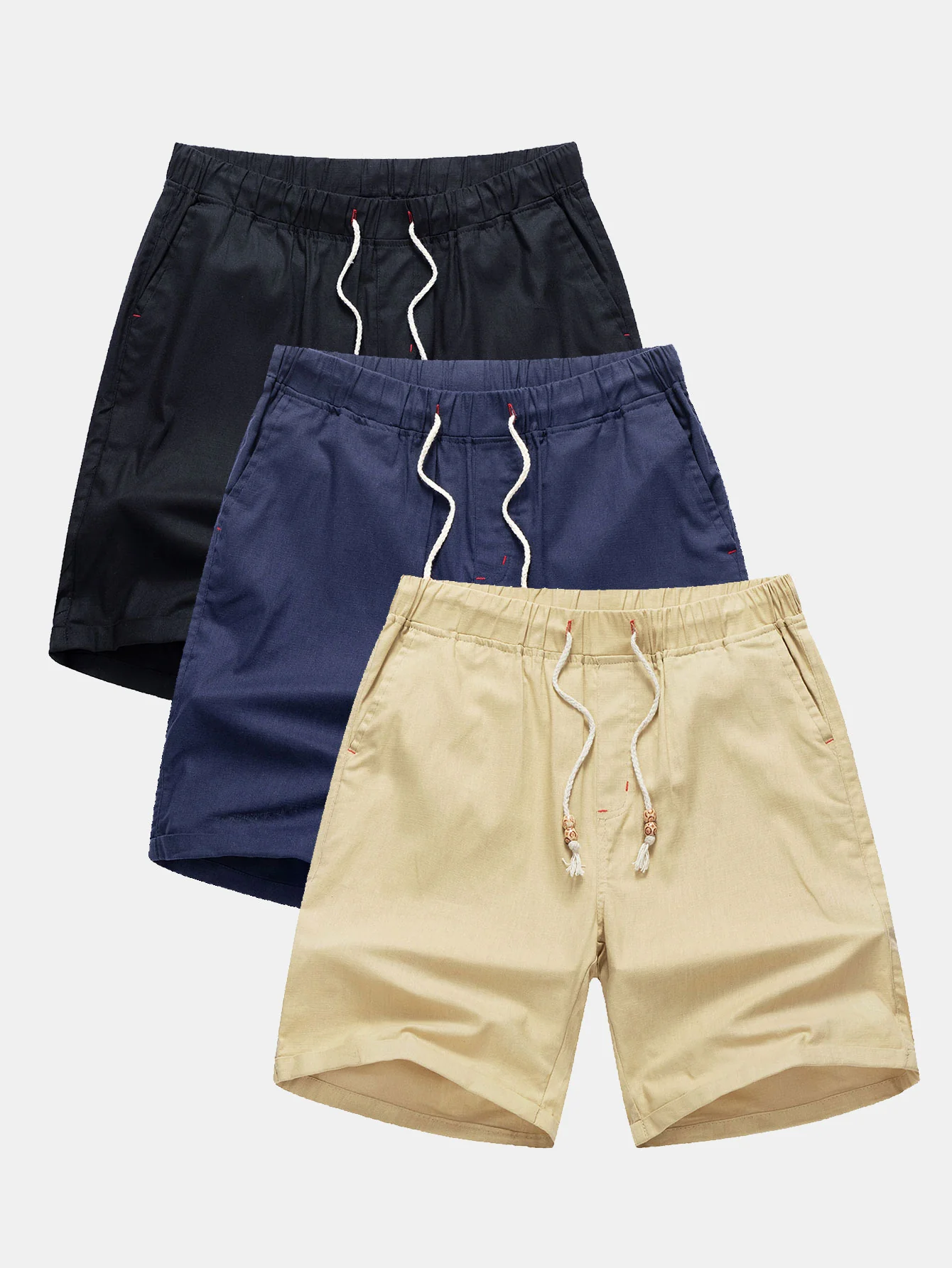 3-teiliges Leinen-Shorts mit Kordelzug