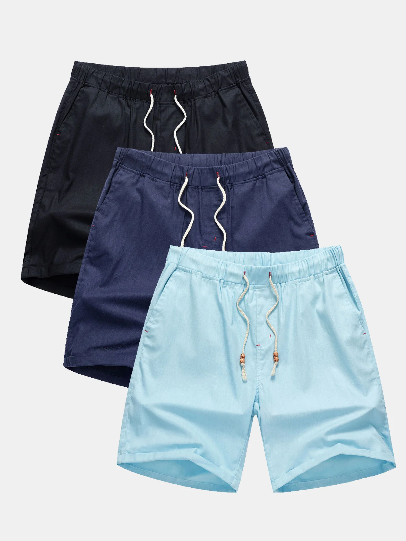 3-teiliges Leinen-Shorts mit Kordelzug - Image 2
