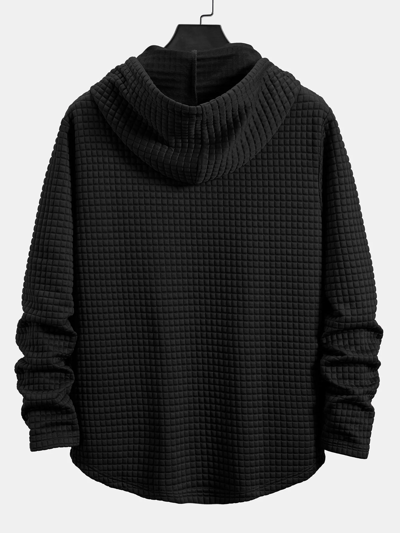 3 Stück Langarm Waffel Kapuzen T-Shirts mit abgerundetem Saum - Image 4