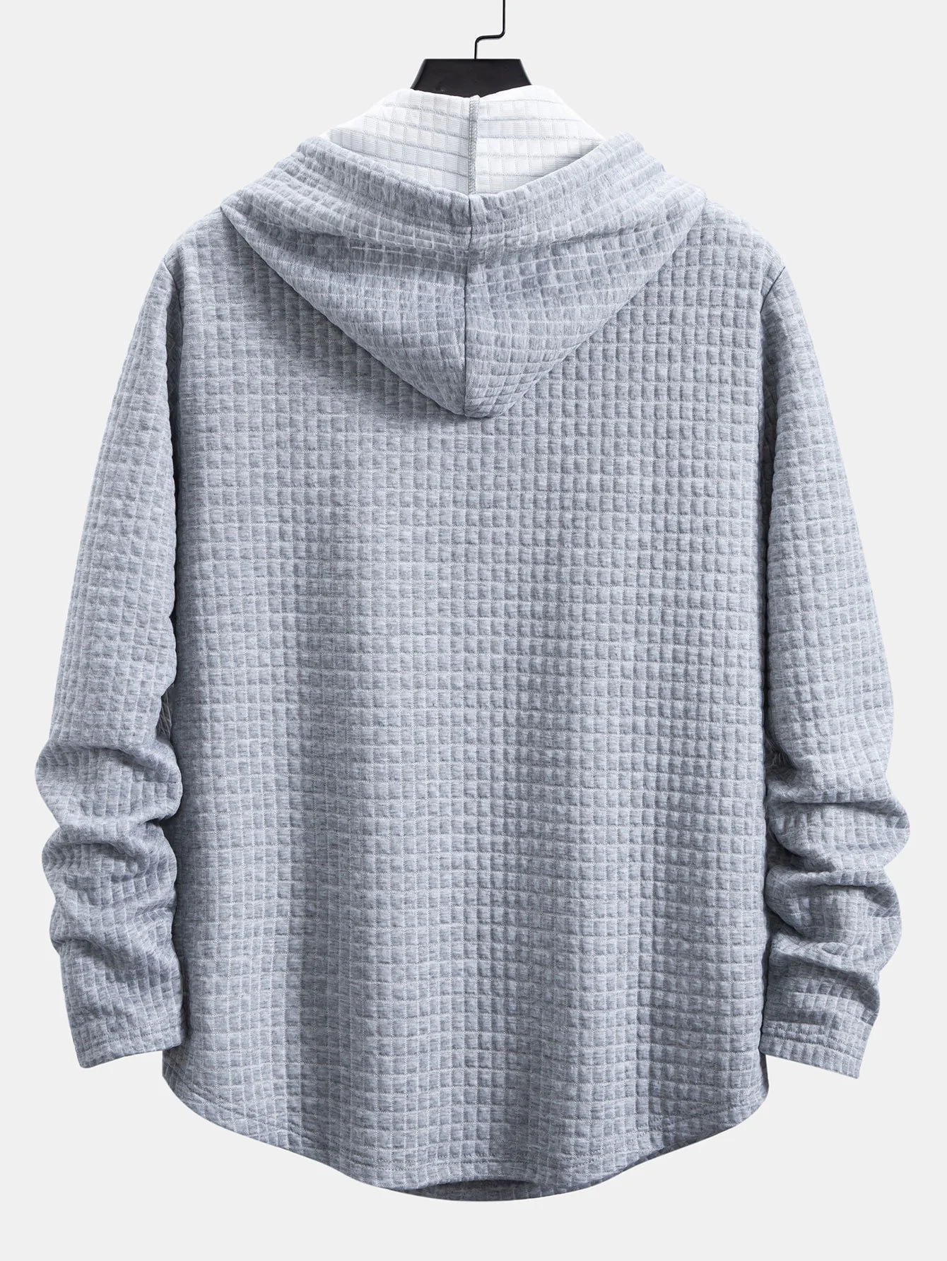 3 Stück Langarm Waffel Kapuzen T-Shirts mit abgerundetem Saum - Image 6