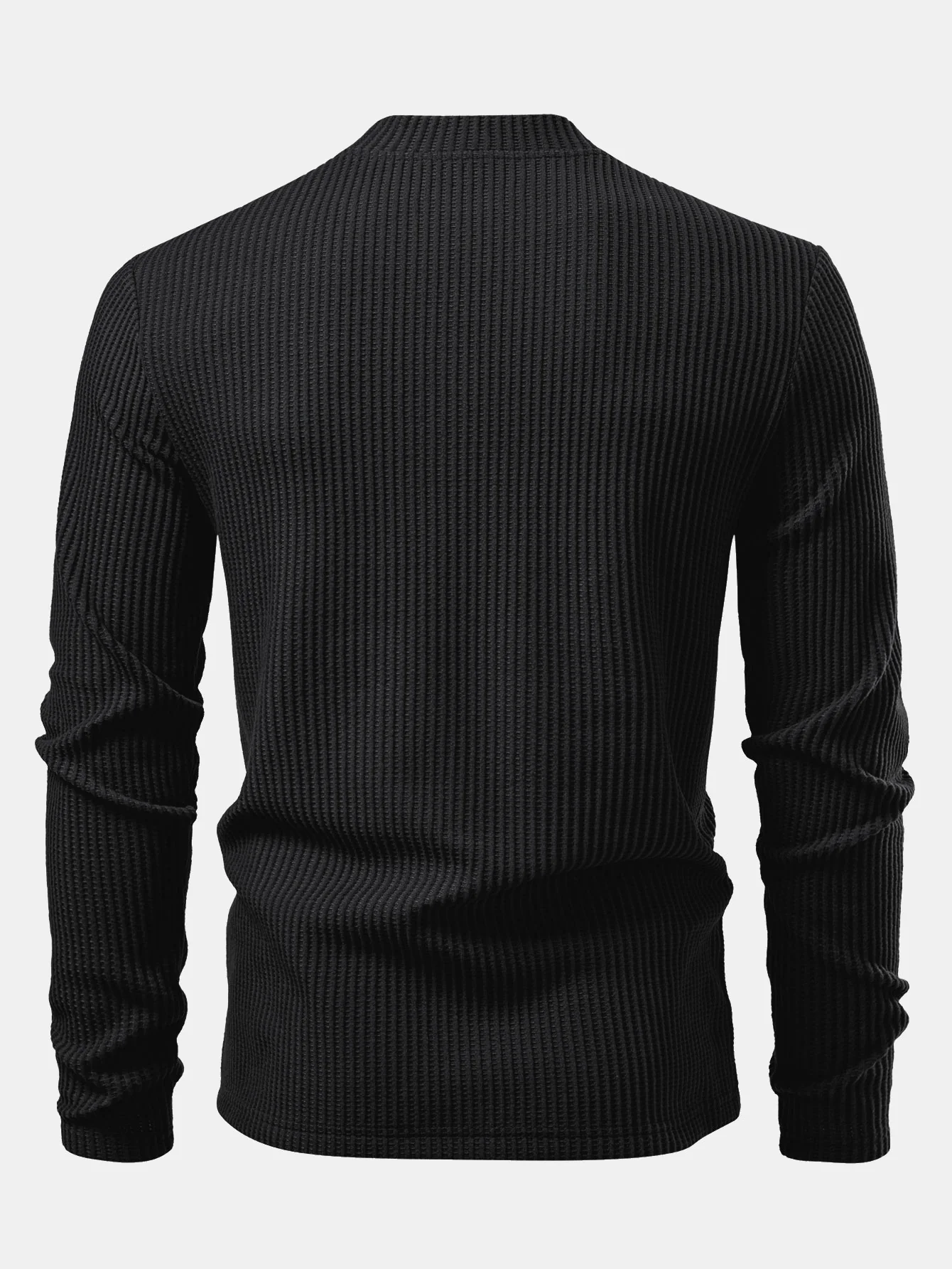 Langarm Waffel Stehkragen T-Shirt - Image 4