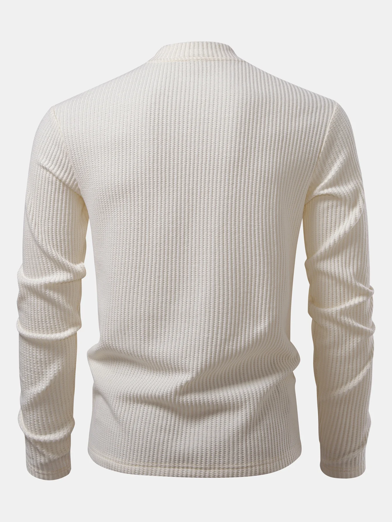 Langarm Waffel Stehkragen T-Shirt - Image 2