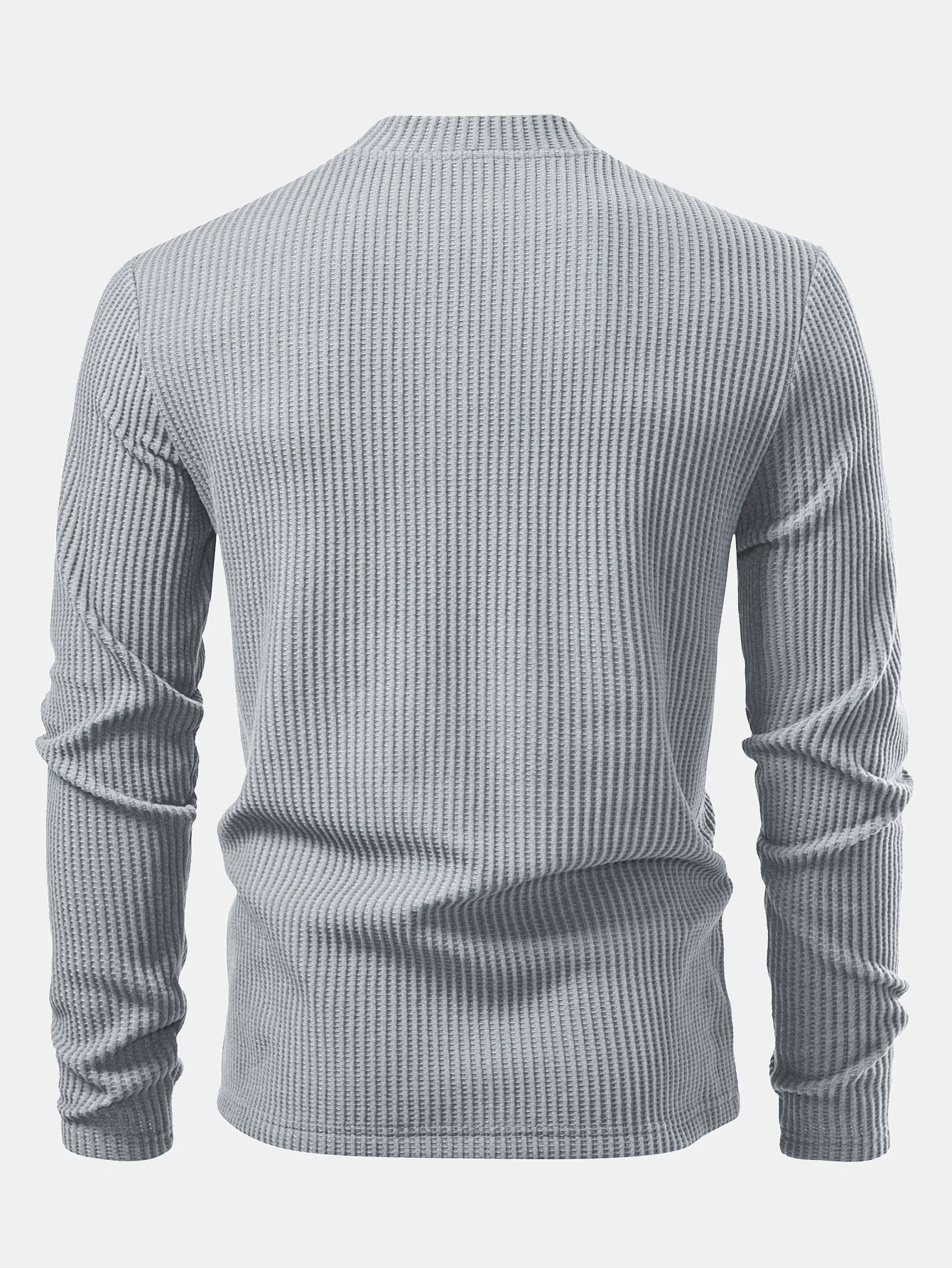 Langarm Waffel Stehkragen T-Shirt - Image 6