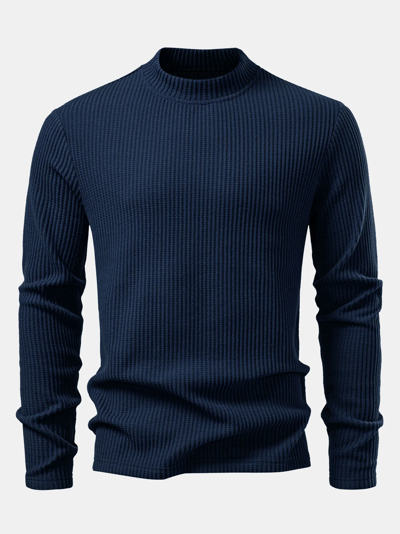 Langarm Waffel Stehkragen T-Shirt - Image 7