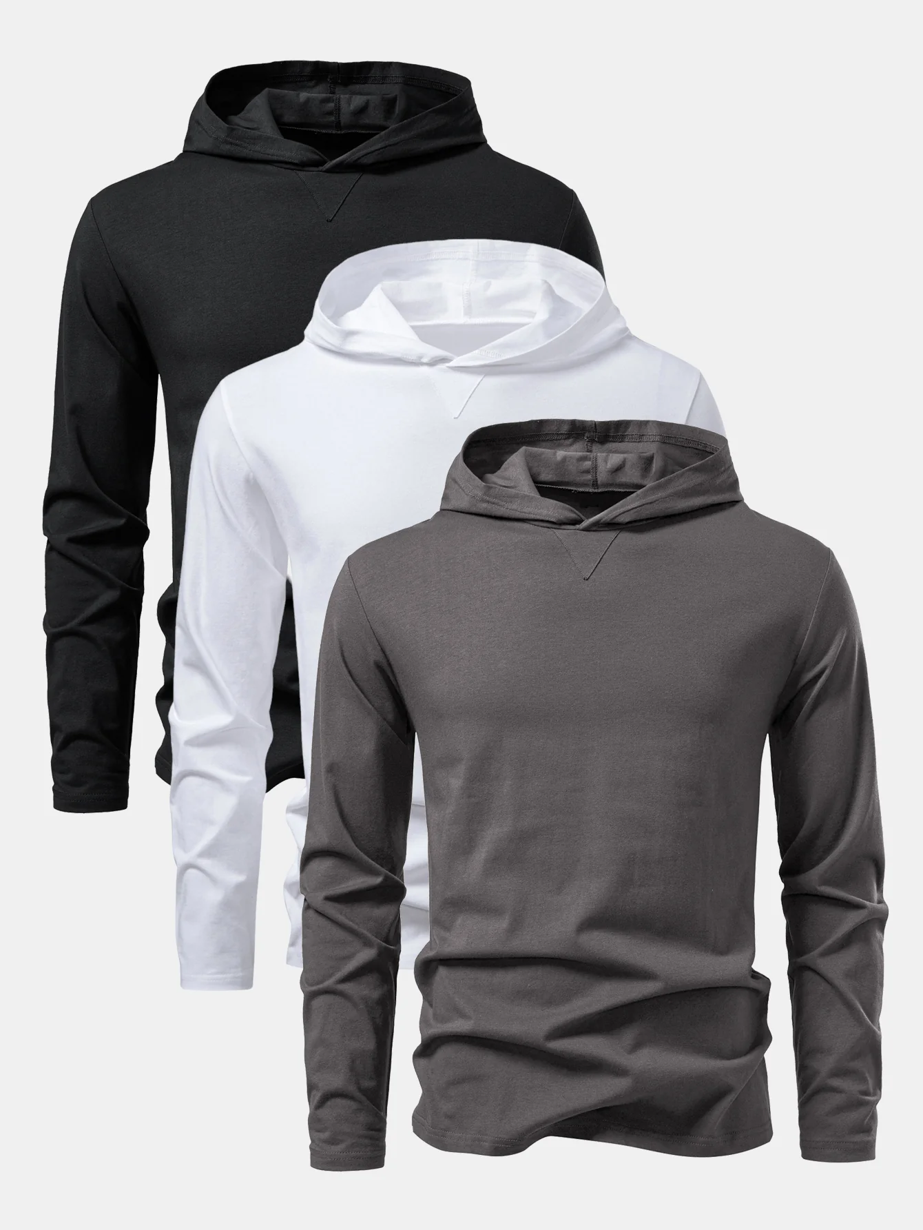 3 Stück Langärmliges Baumwoll-Kapuzen-T-Shirt - Image 2