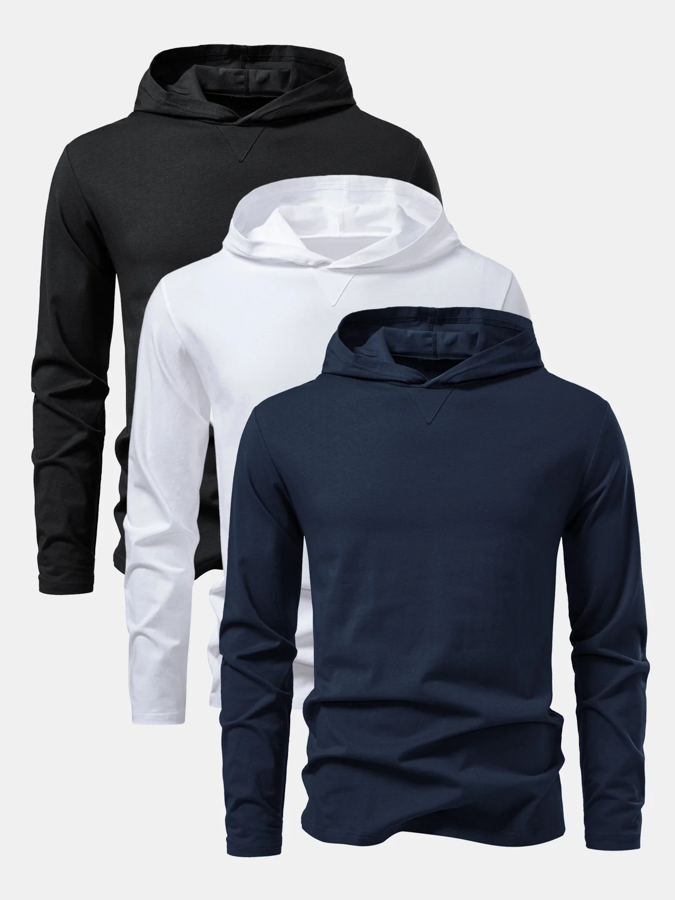 3 Stück Langärmliges Baumwoll-Kapuzen-T-Shirt - Image 3